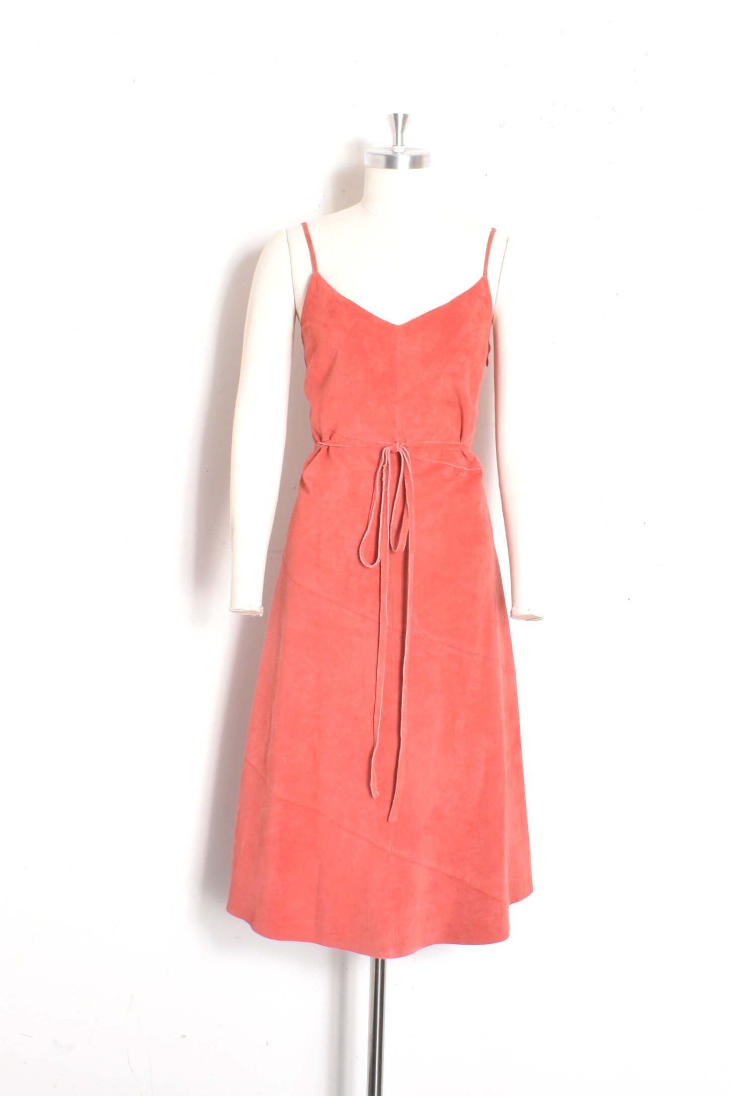 1980s salmon pink suede dress