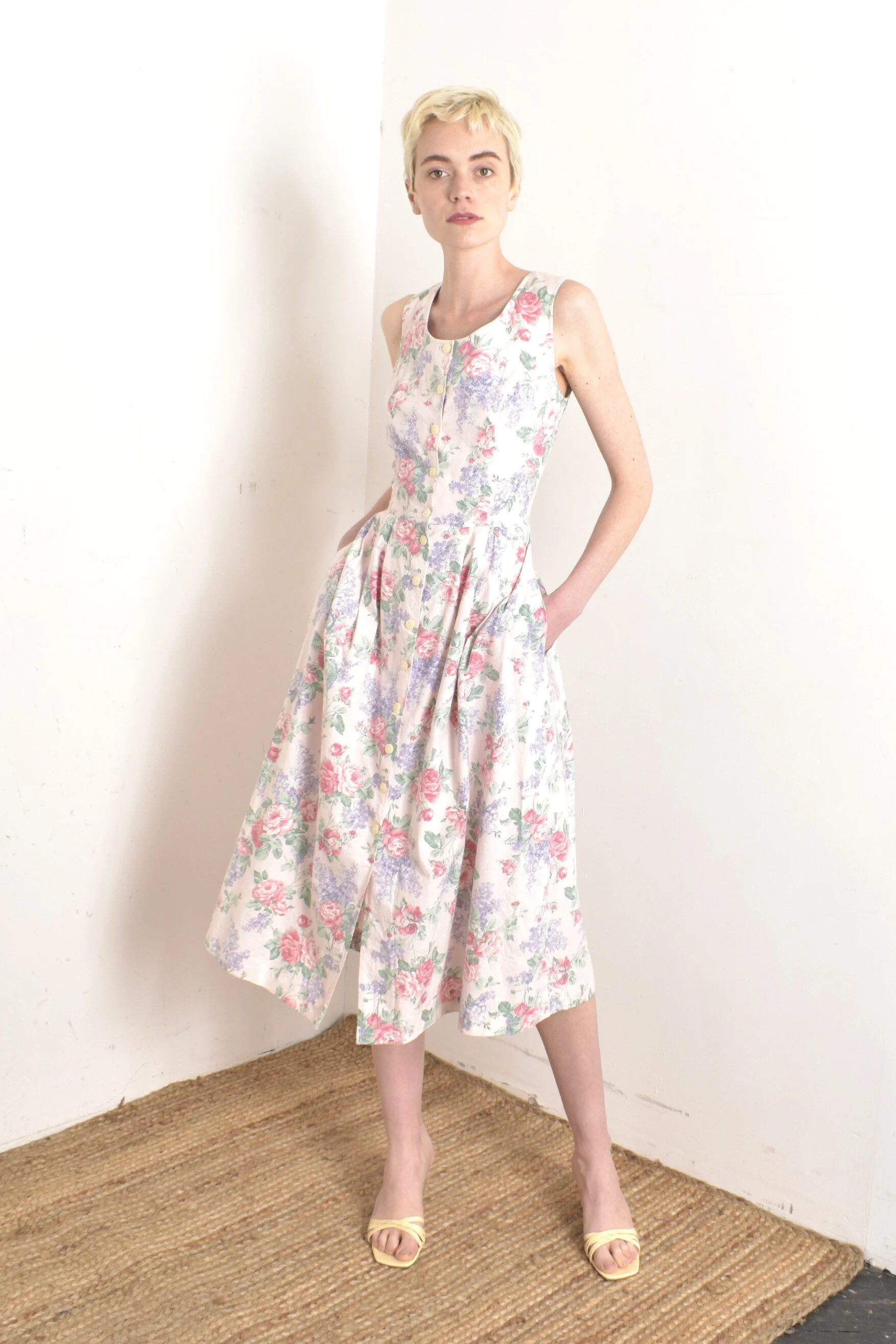 vintage pink floral dress 1980s Lanz Pink Floral Sundress-medium — La Poubelle Vintage