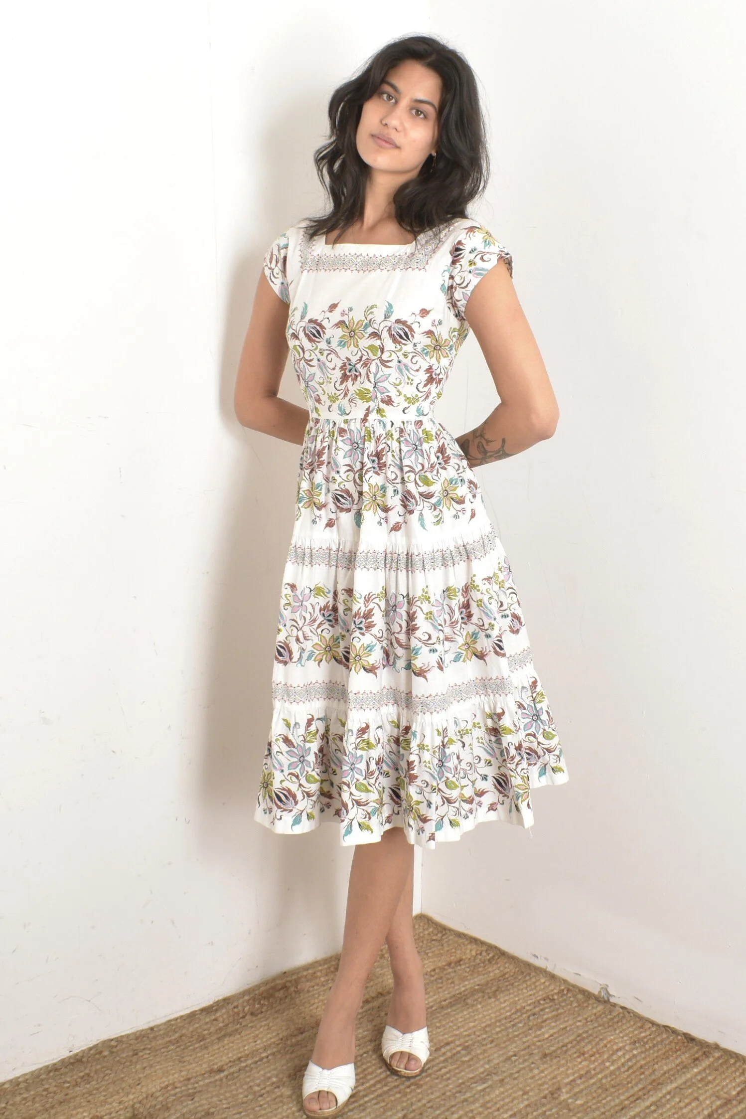 white and pink floral maxi dress Oliana V-Neck Mesh Maxi Dress Hibiscus White/Pink main image 0
