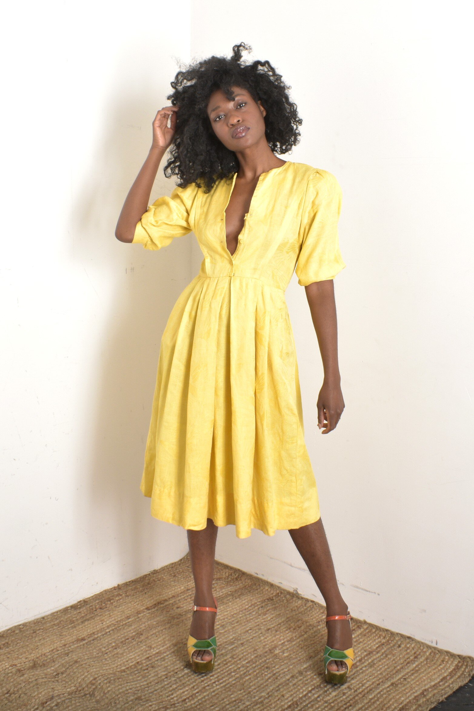 80s yellow puff sleeve dress4.jpeg