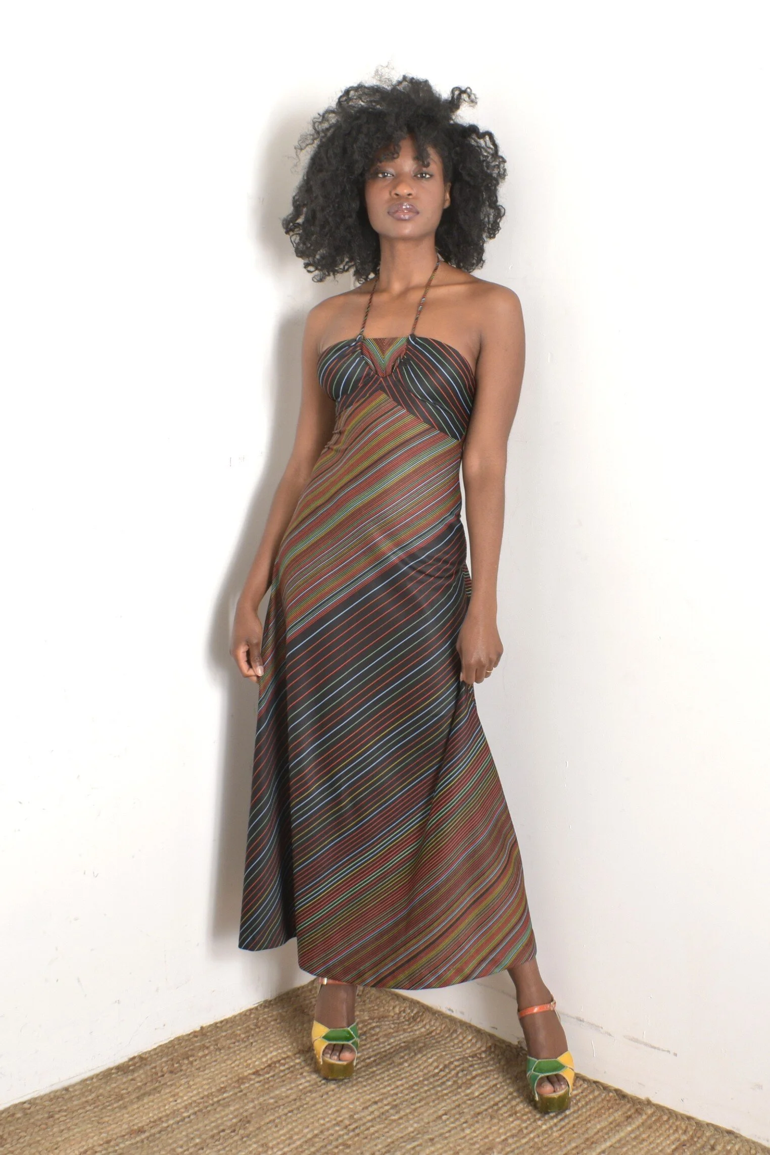 1970s Rainbow Maxi Dress-XS/S  La Poubelle Vintage
