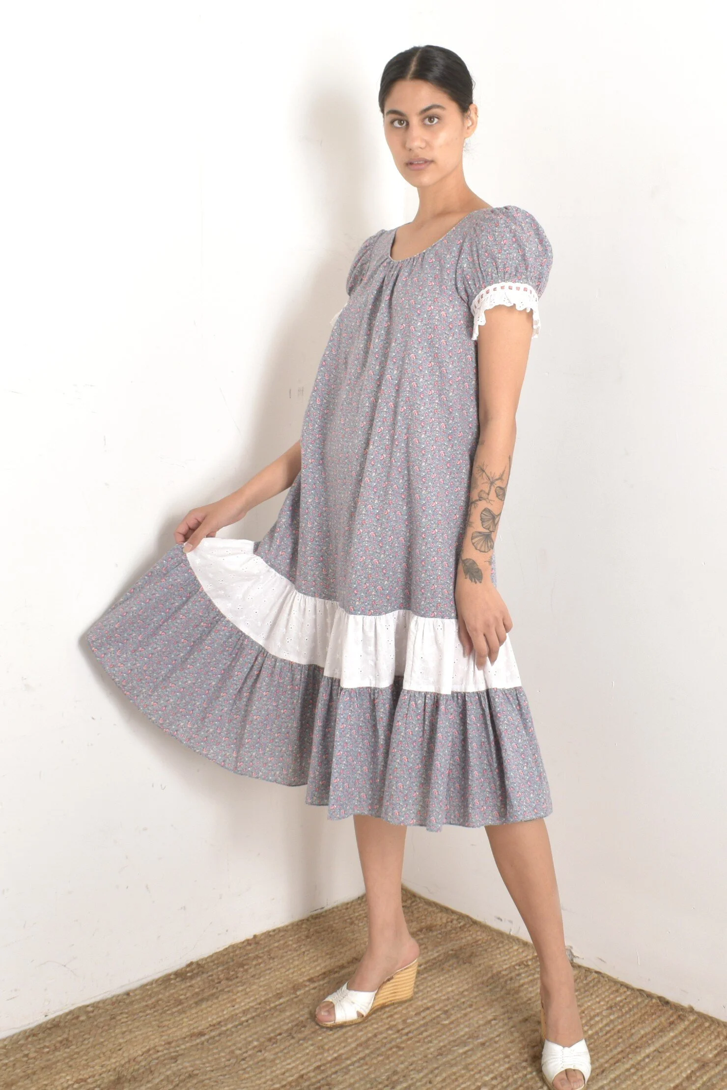 1980s Ditsy Floral Flowy Peasant Dress-OSFM La Poubelle Vintage 1980s Ditsy Floral Flowy Peasant Dress-OSFM La Poubelle Vintage