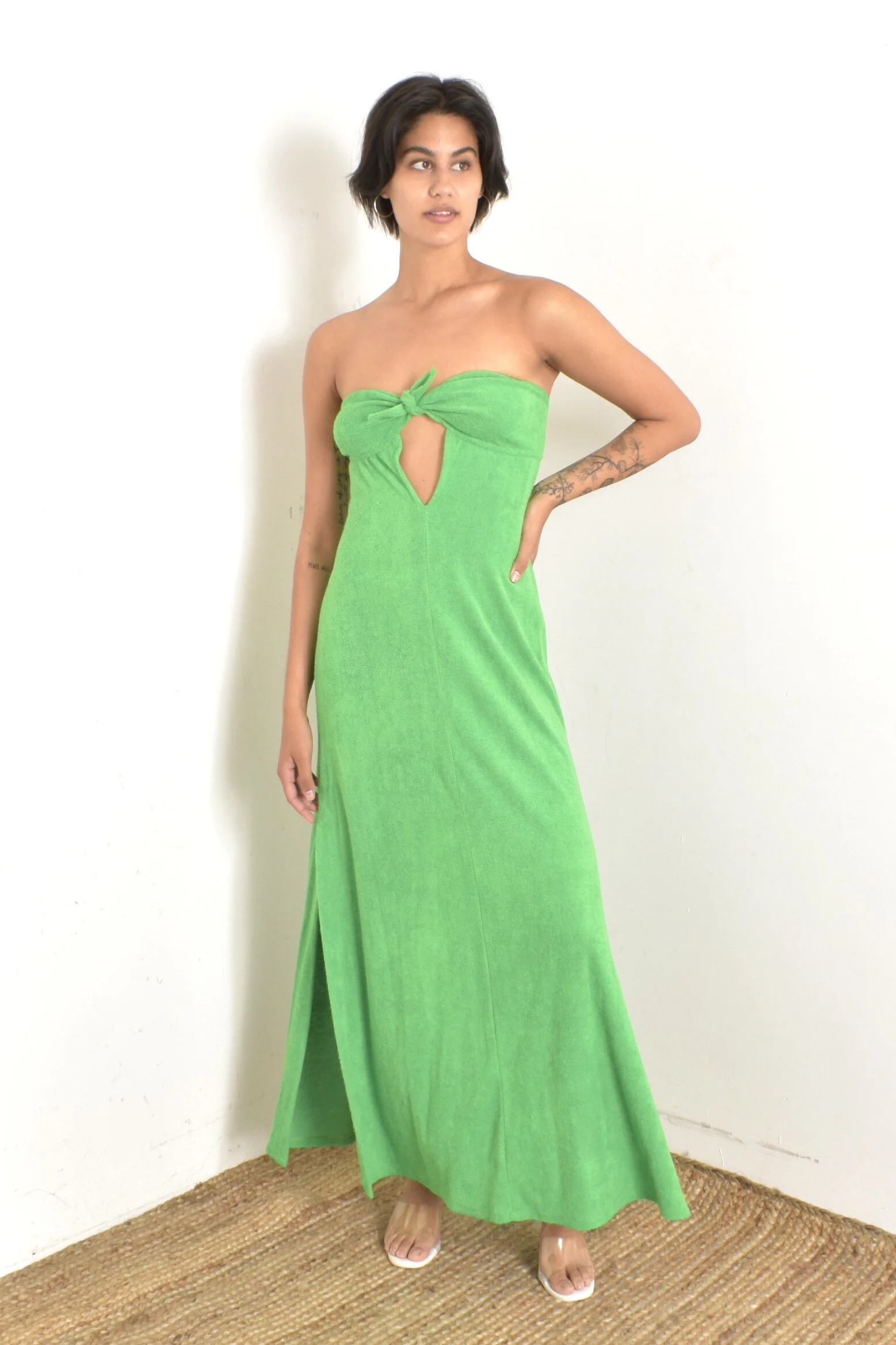 slim fit dress slacks Sheer Embellished Bodycon Mini Dress in Emerald - 12