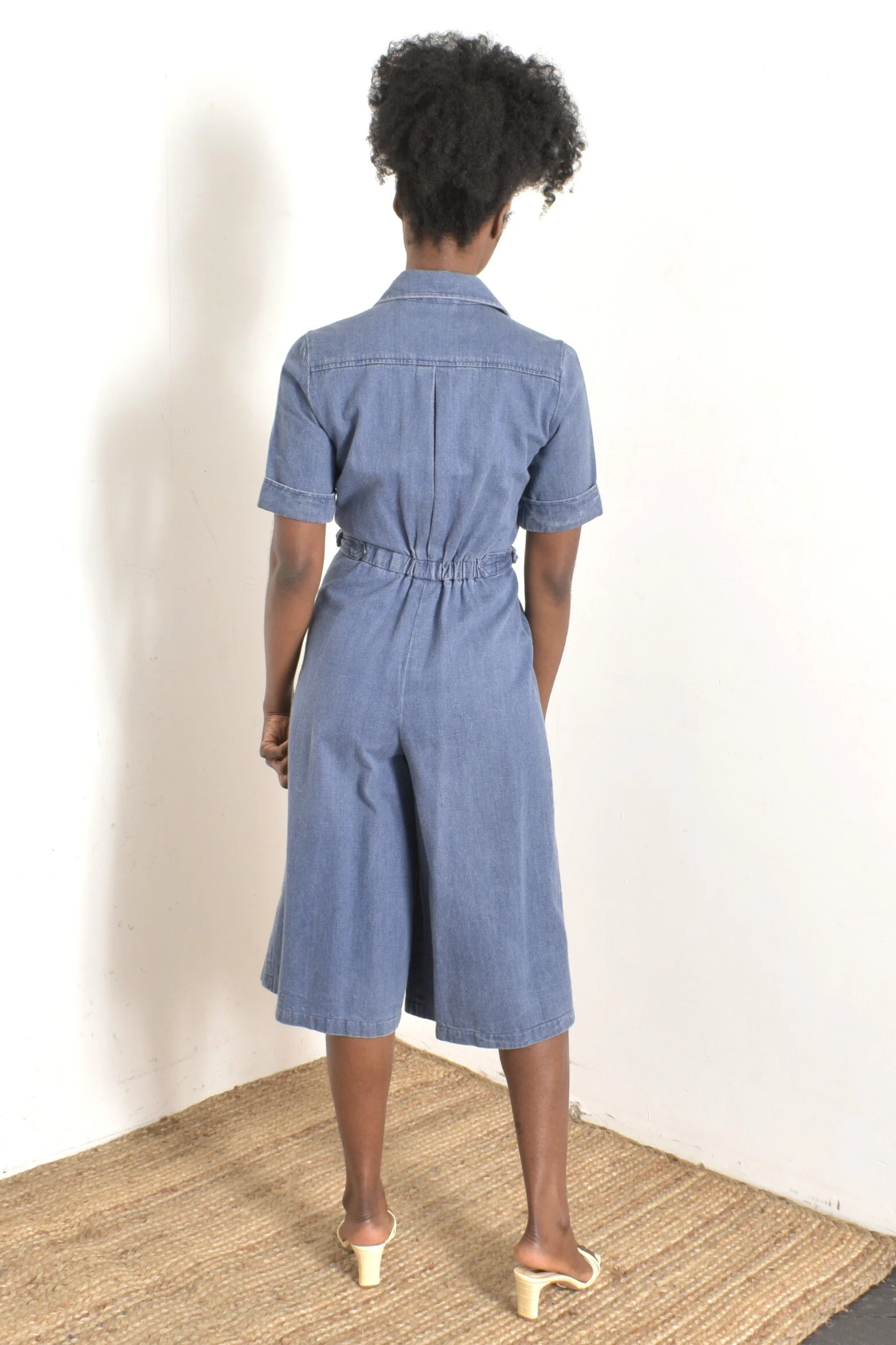 1970s Cropped Denim Jumpsuit-small — La Poubelle Vintage