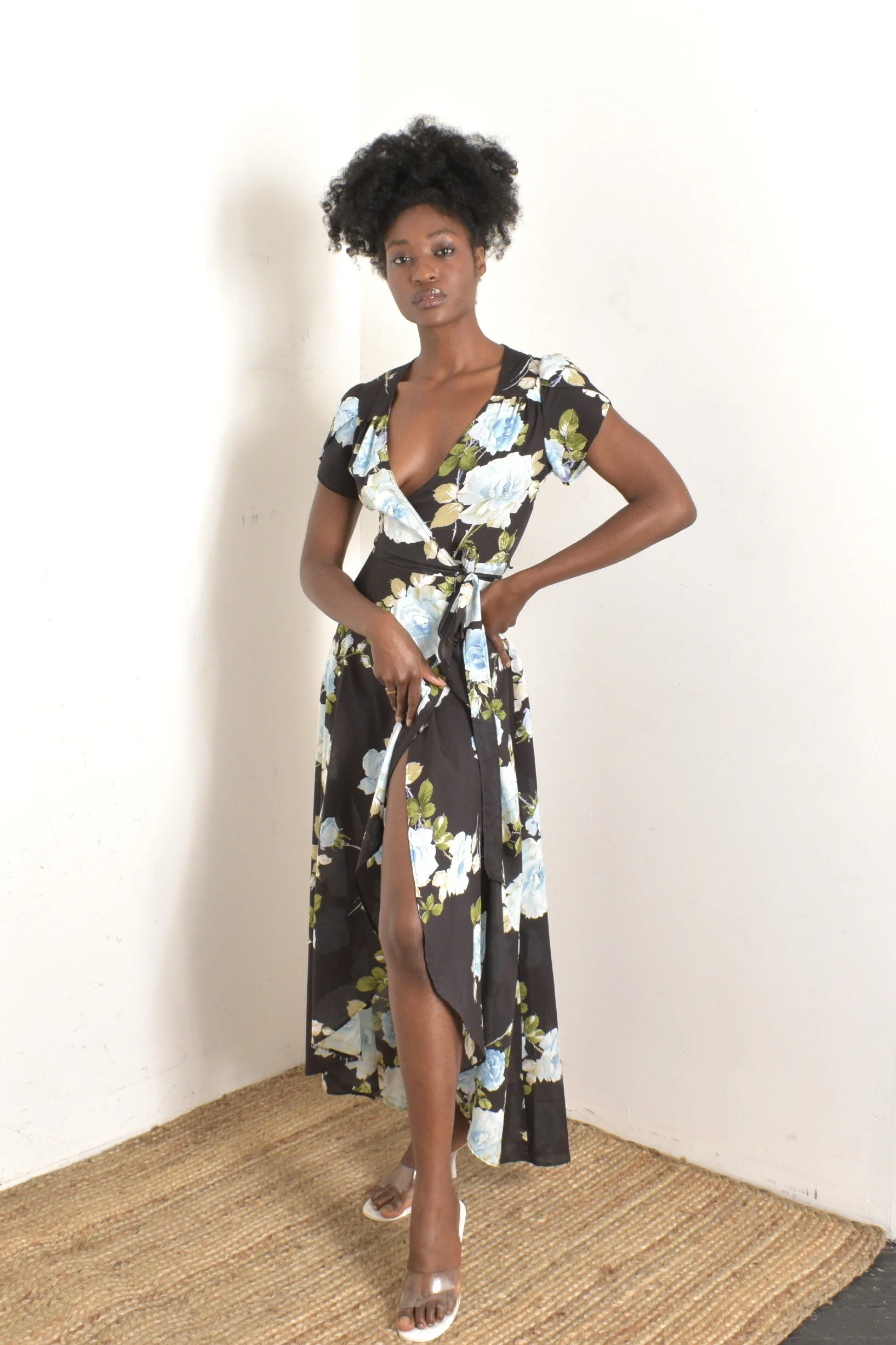 70s wrap dress jody t dark pink This marvelous wrap dress is crafted in a gorgeous red and orange butterfly print on a black background Which belt with this crazy