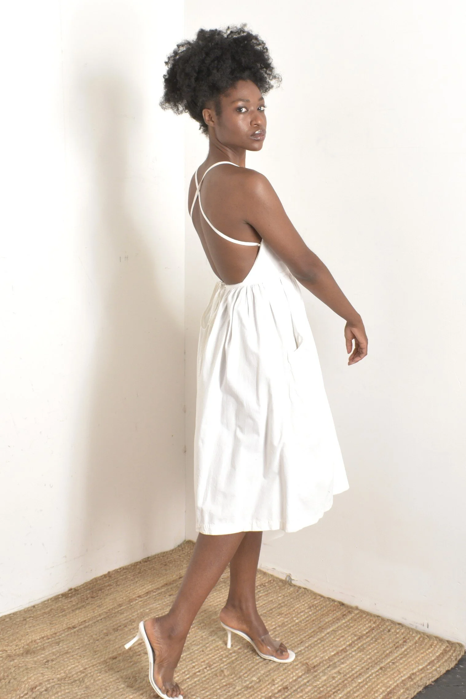 white christmas dresses Black Cotton Tie-Back Dress Small main image 0