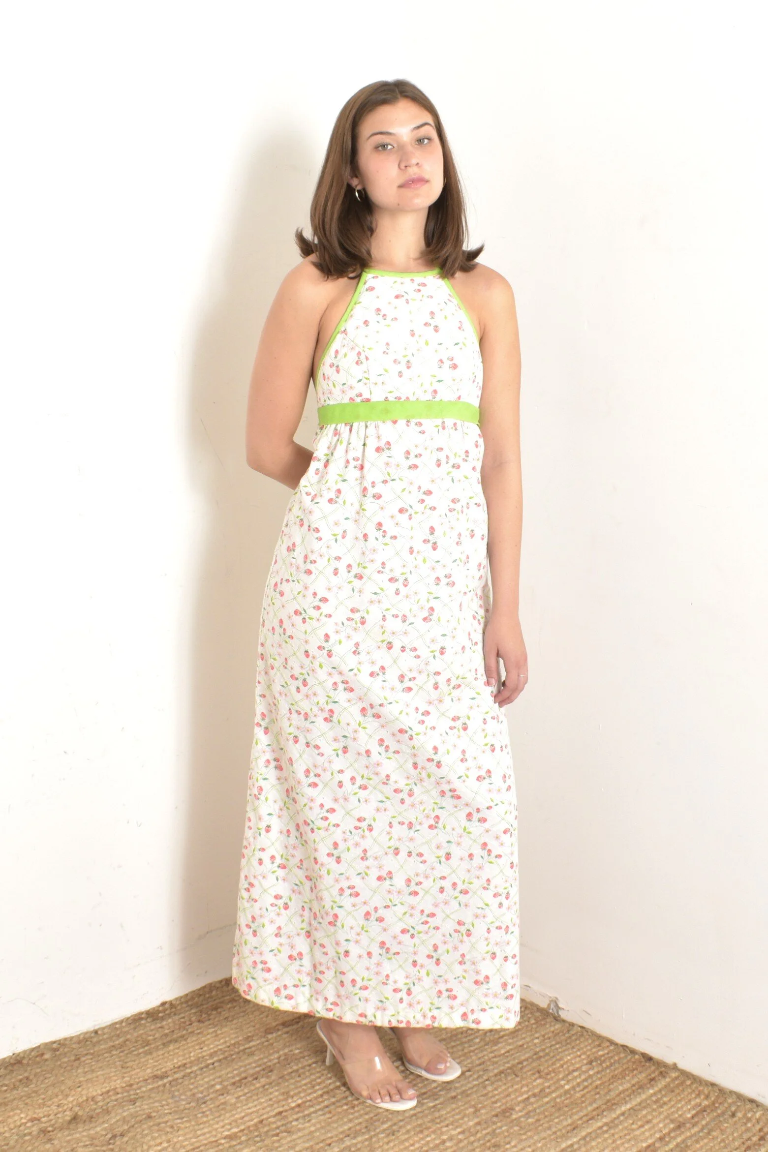1970s Strawberry Halter Maxi Dress-XS La Poubelle Vintage 1970s Strawberry Halter Maxi Dress-XS La Poubelle Vintage