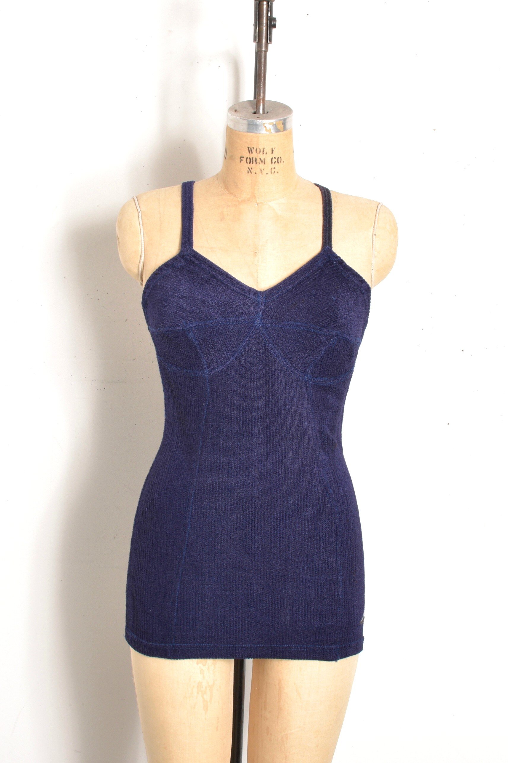 1930s janzten navy blue knit swimsuit