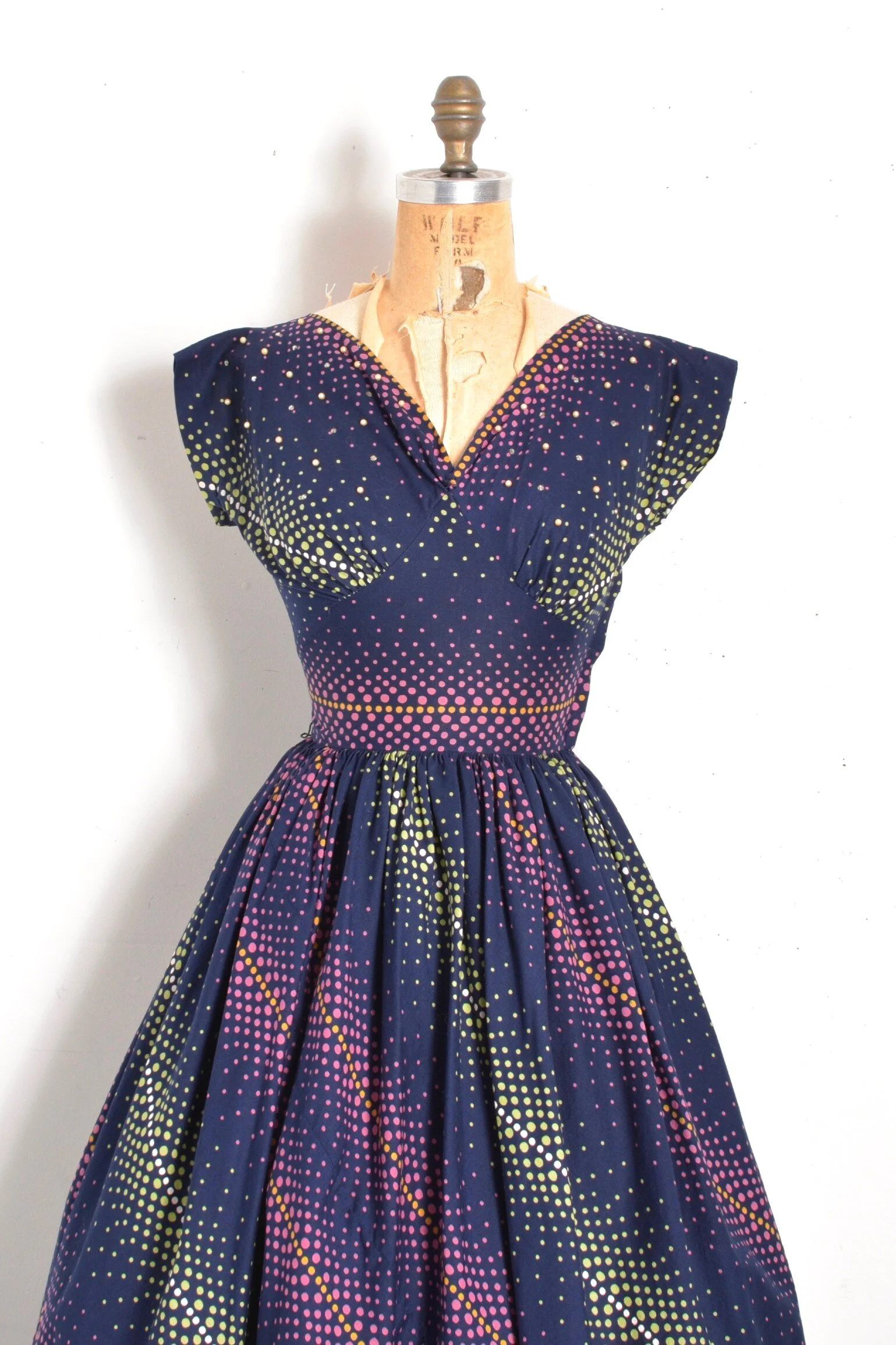 2 piece blue dress 1950s Polka Dot Halter Dress Blue Vintage