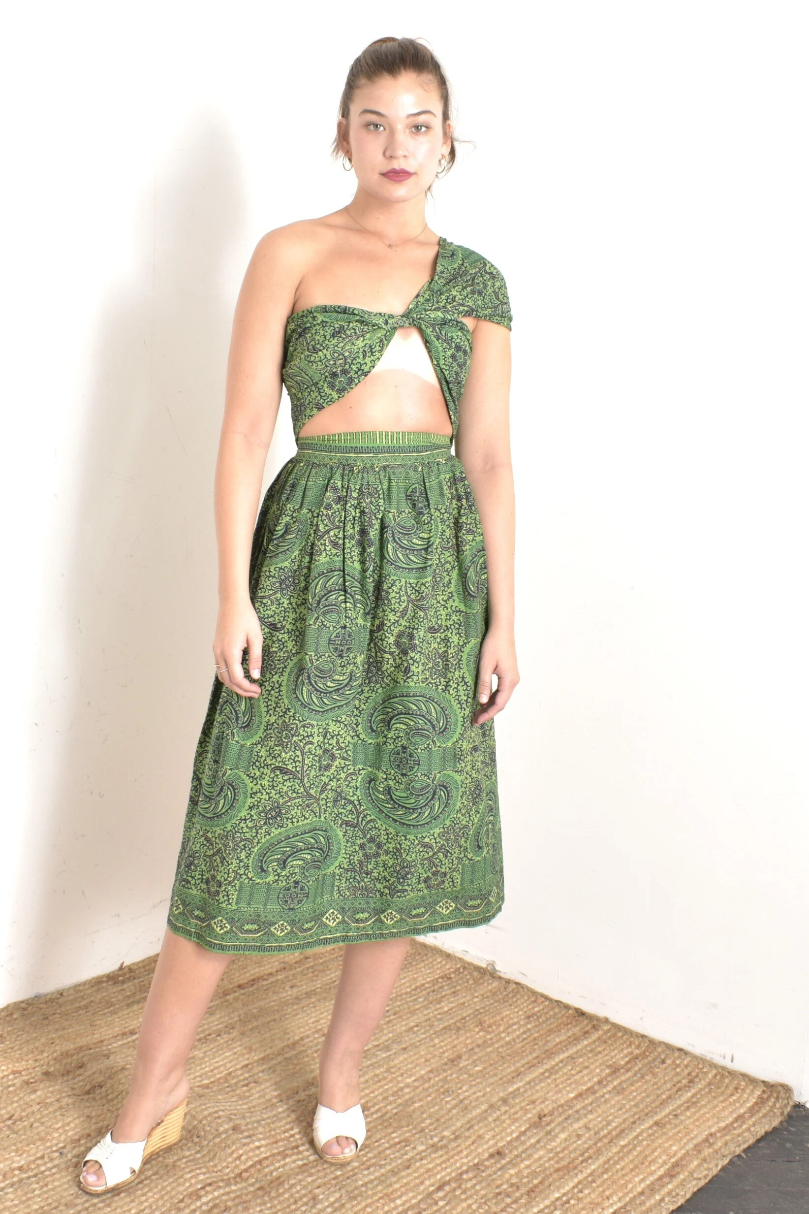 1950s Batik Cotton Convertible Dress-small La Poubelle Vintage 1950s Batik Cotton Convertible Dress-small La Poubelle Vintage