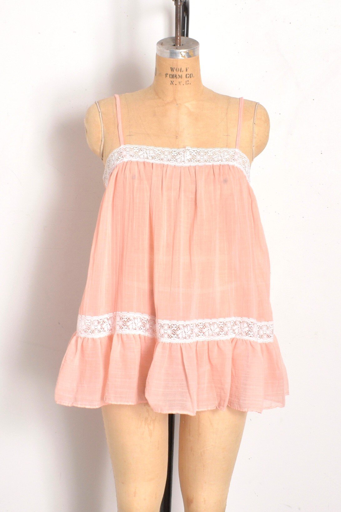 1960s babydoll peach cotton teddy set