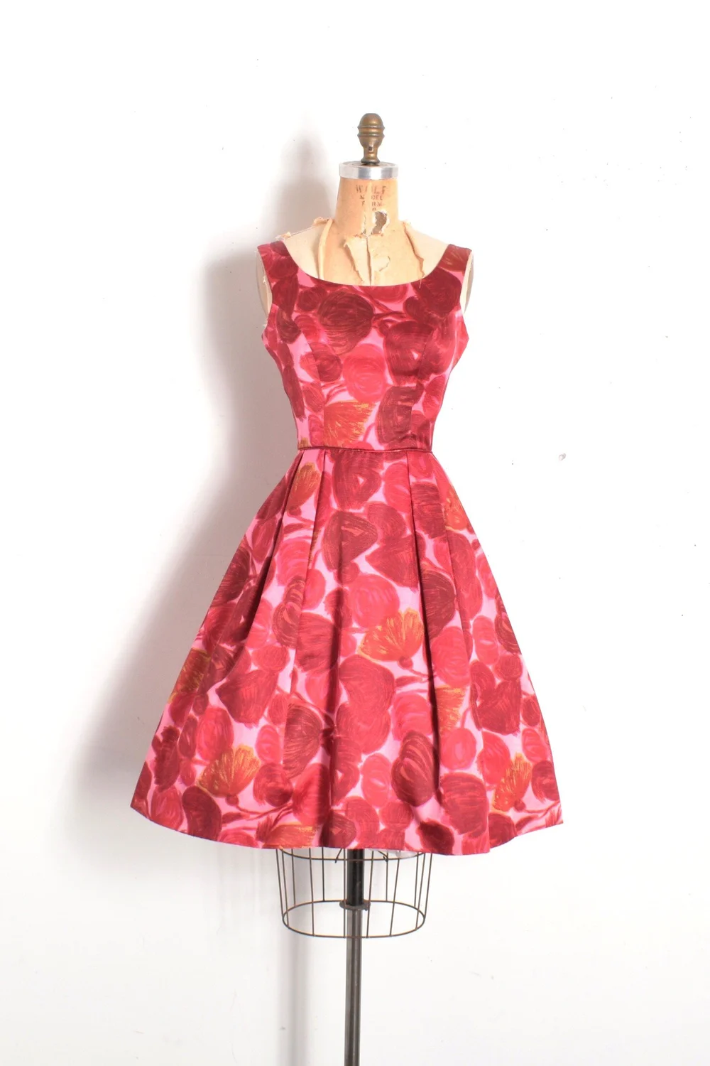 1950s Magenta Fringed Ribbon Dress-XS/S/M — La Poubelle Vintage