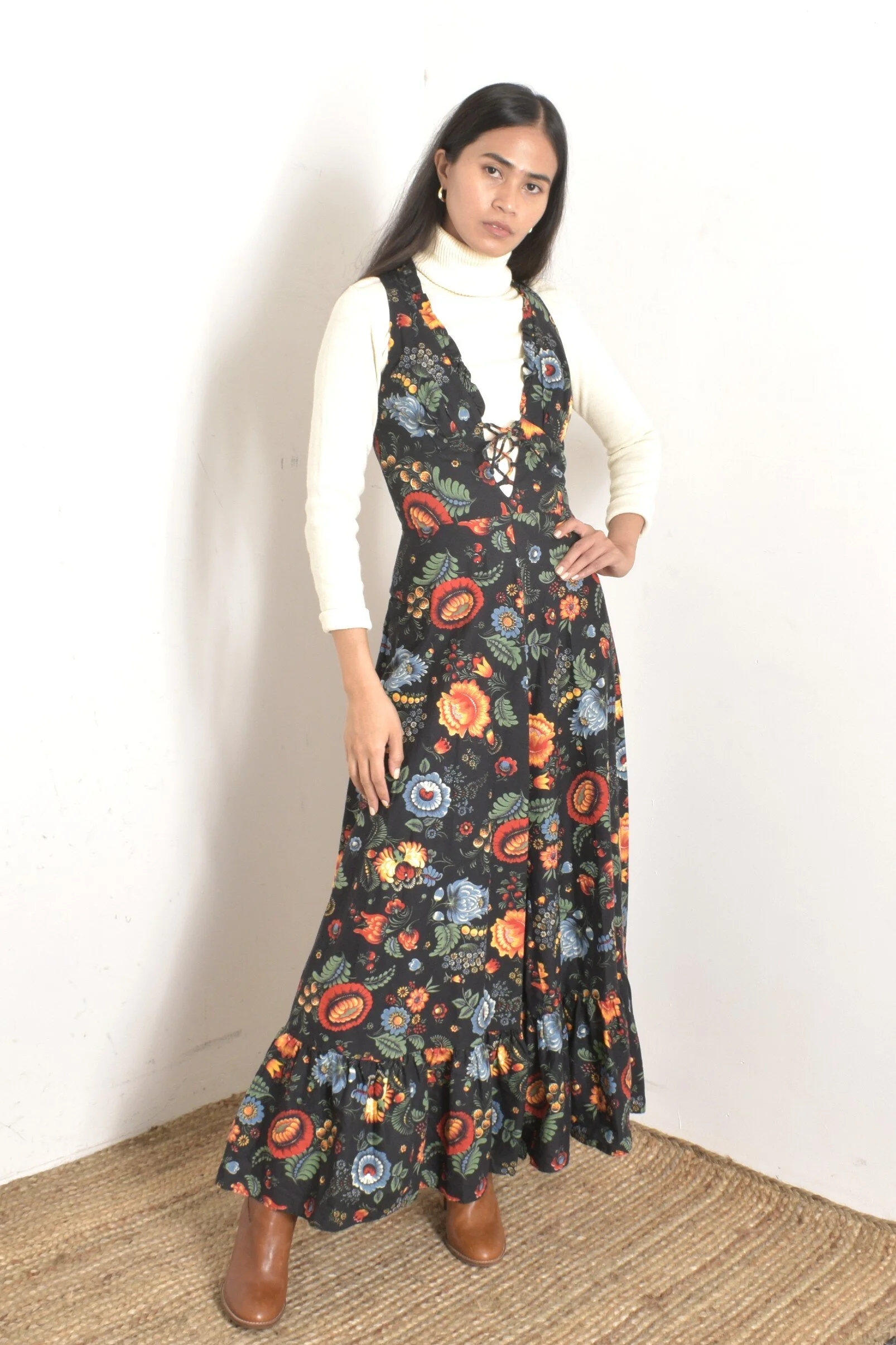 knee length dresses for ladies 70s Floral Maxi Dress – La Vida Bohemia main image 1