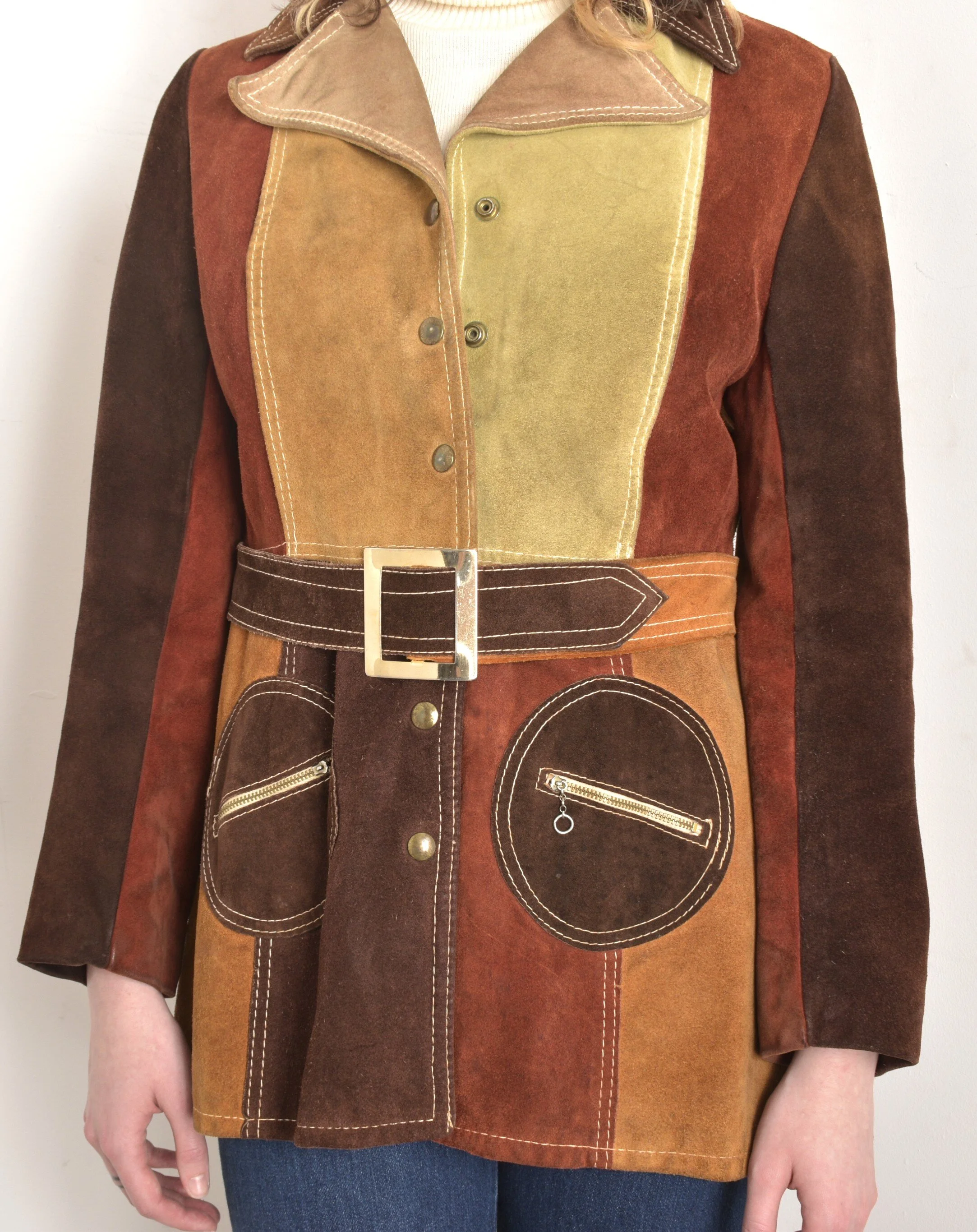 1970s Patchwork Suede Jacket-M/L — La Poubelle Vintage