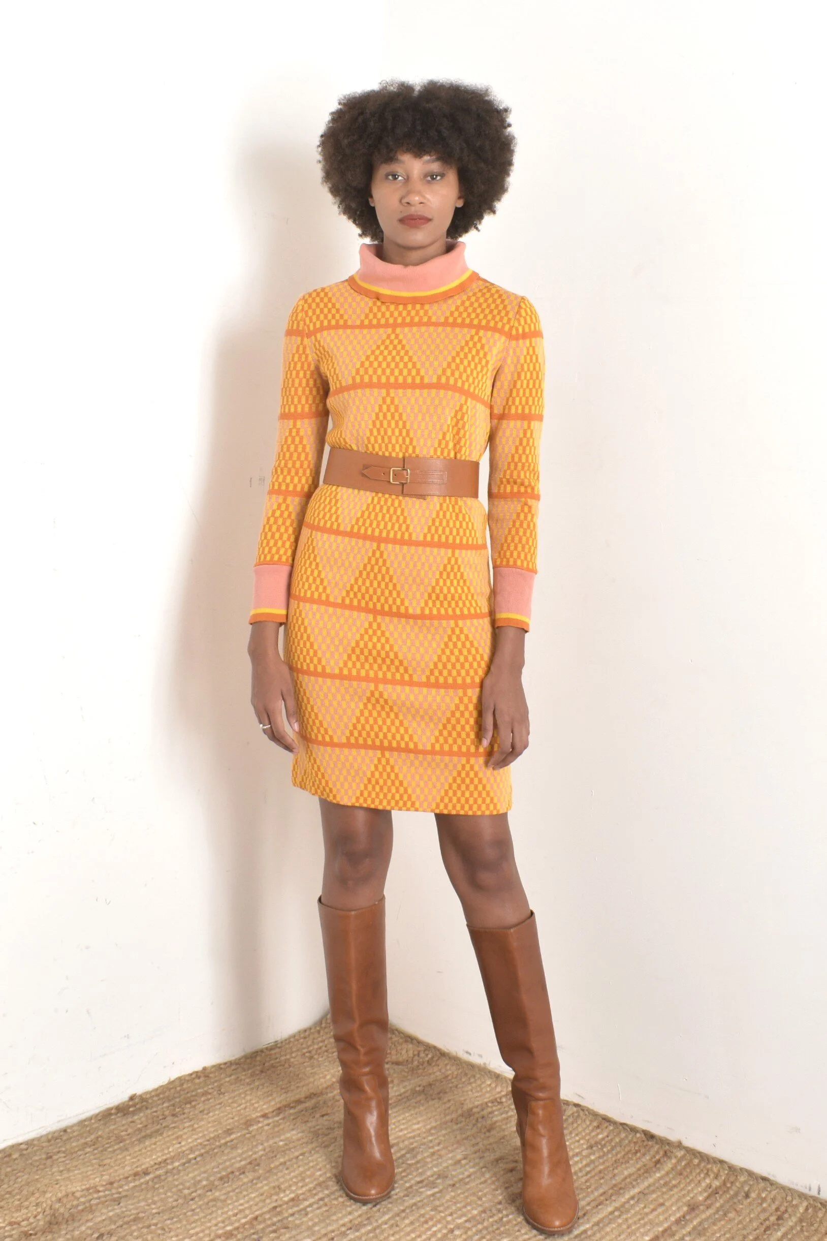 1960s Geometric Knit Dress-small  La Poubelle Vintage
