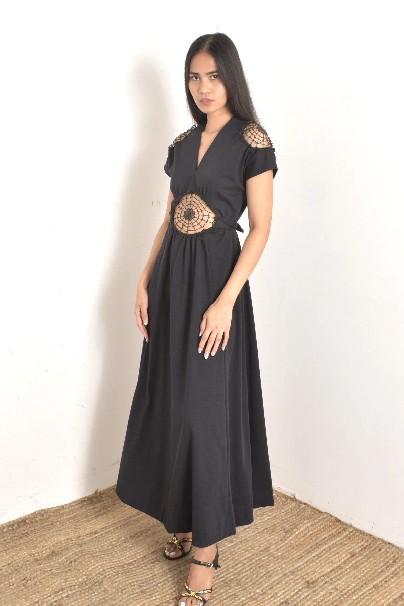 white christmas dresses 1940s Solid Cowl Neck Satin Back Cutout Dress