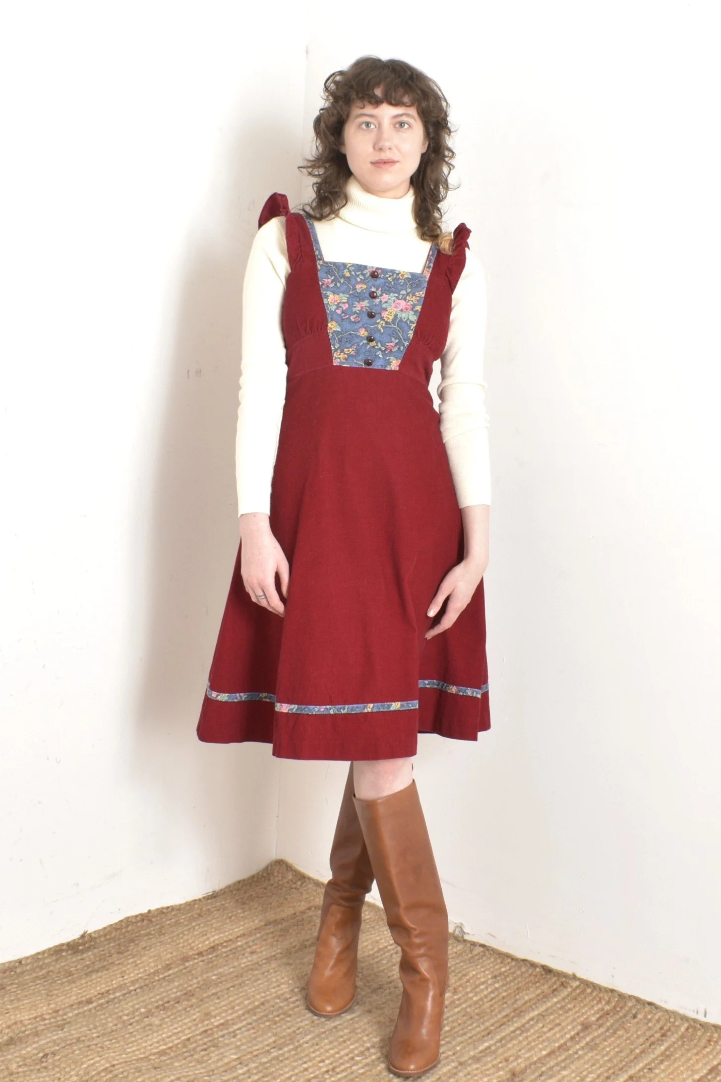 brown corduroy jumper dress Hope & Henry Girls' Organic Corduroy Ruffle Jumper, Chocolate, 5 main image 1