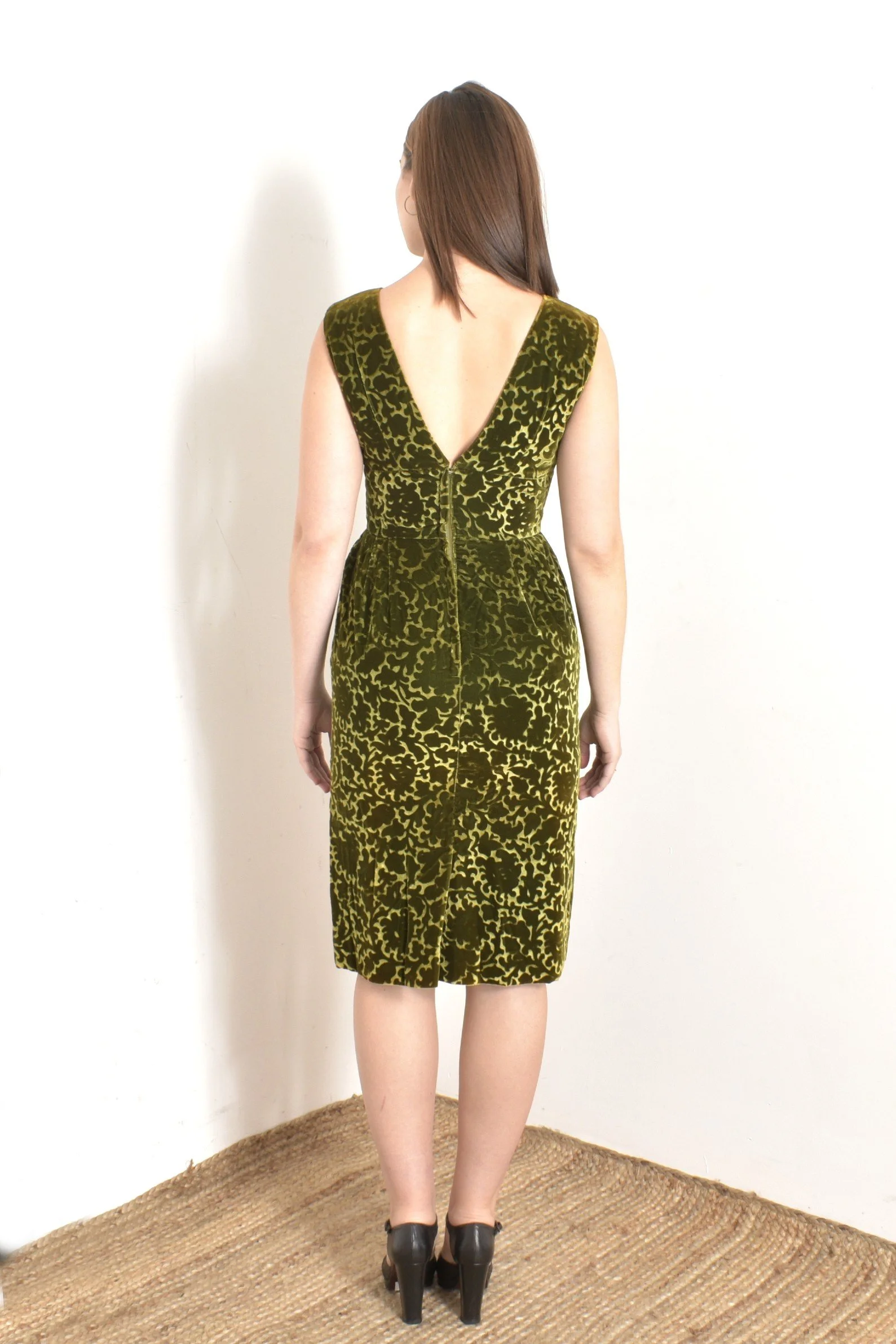 slim fit dress slacks Vintage 1950s Duchess Satin Brocade Strapless Wiggle Ruched Hourglass Dress with Train S