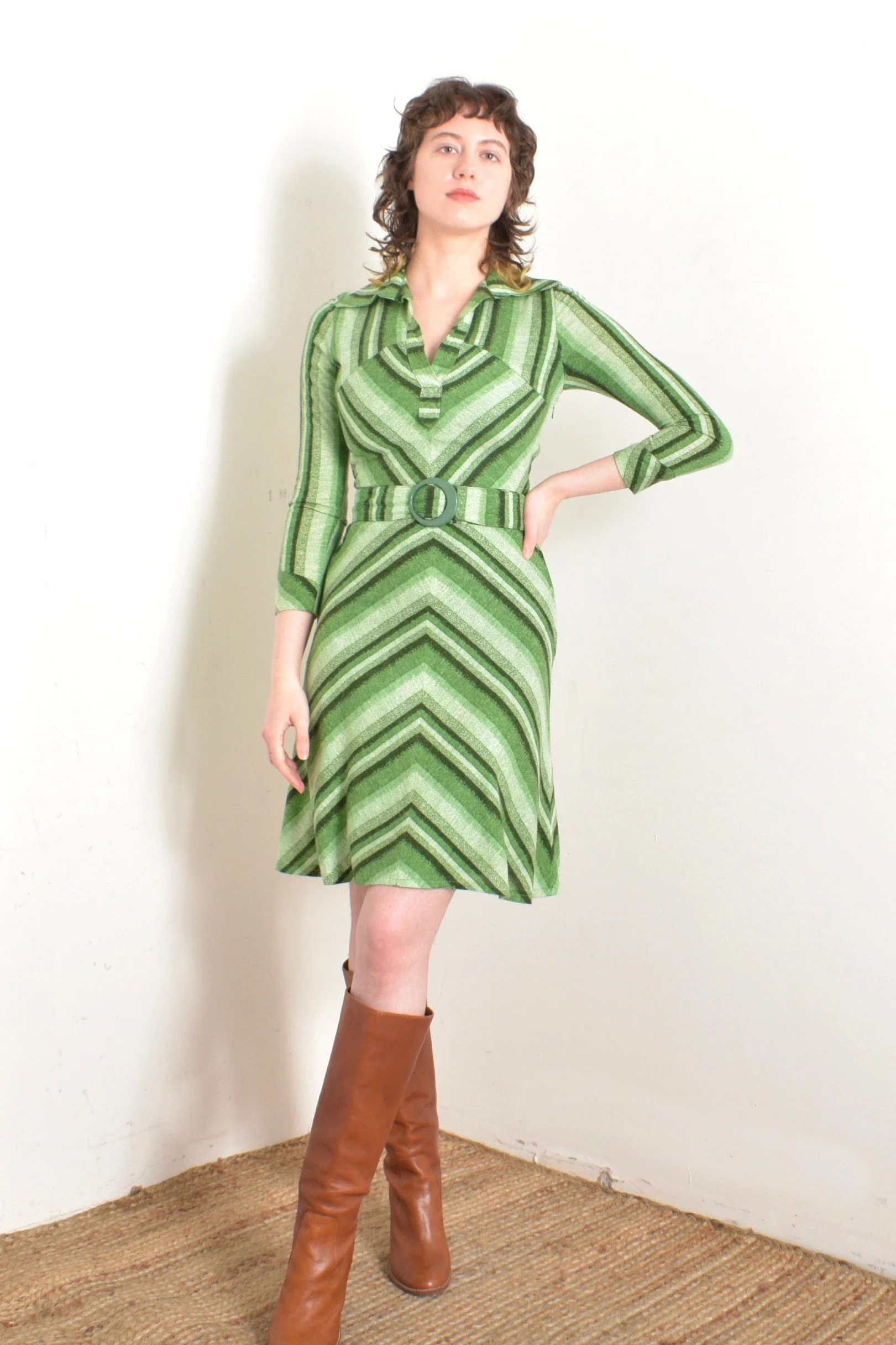 black and green chevron dress Women's Lamora Black Chevron-Sheer Fit & Flare Mini Dress – Trendia main image 1