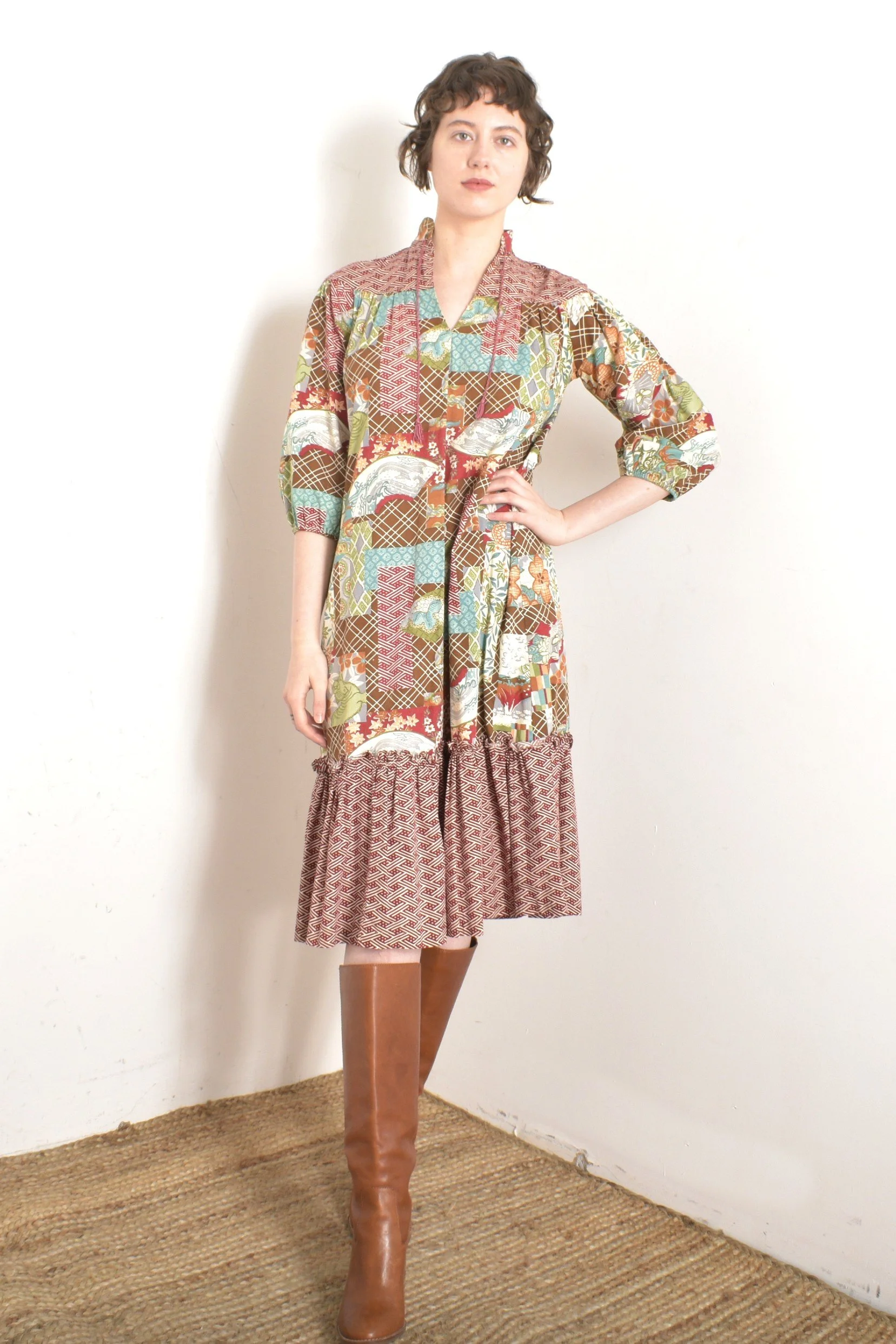 white christmas dresses Happy Halter Mini Dress ~ 70S Multi Crochet – Show Me Your Mumu main image 1