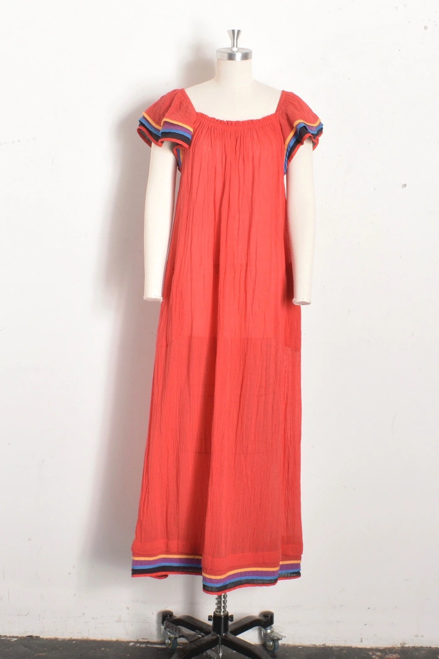 1970s Multicolored Gauze Maxi Dress- S/M/L La Poubelle Vintage 1970s Multicolored Gauze Maxi Dress- S/M/L La Poubelle Vintage