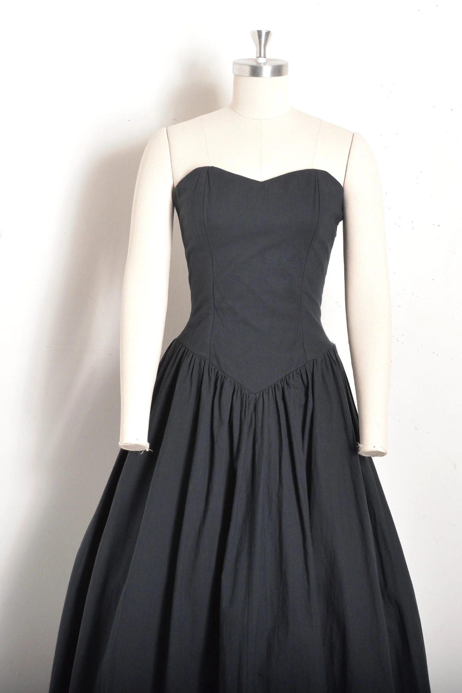 1980s Black Cotton Strapless DressS/M  La Poubelle Vintage