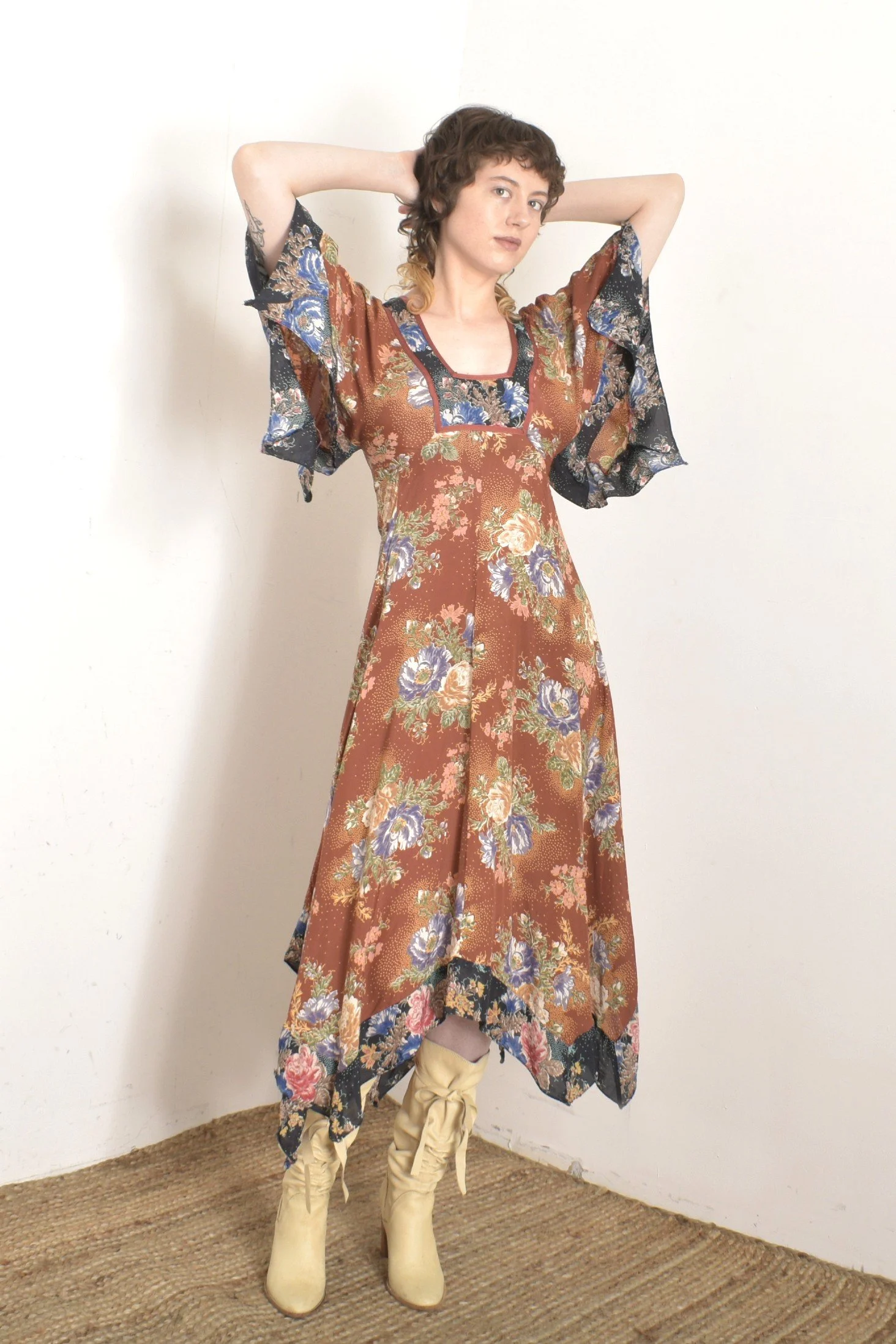 green emerald velvet dress 90's Silk Handkerchief Dress – Revailed main image 0