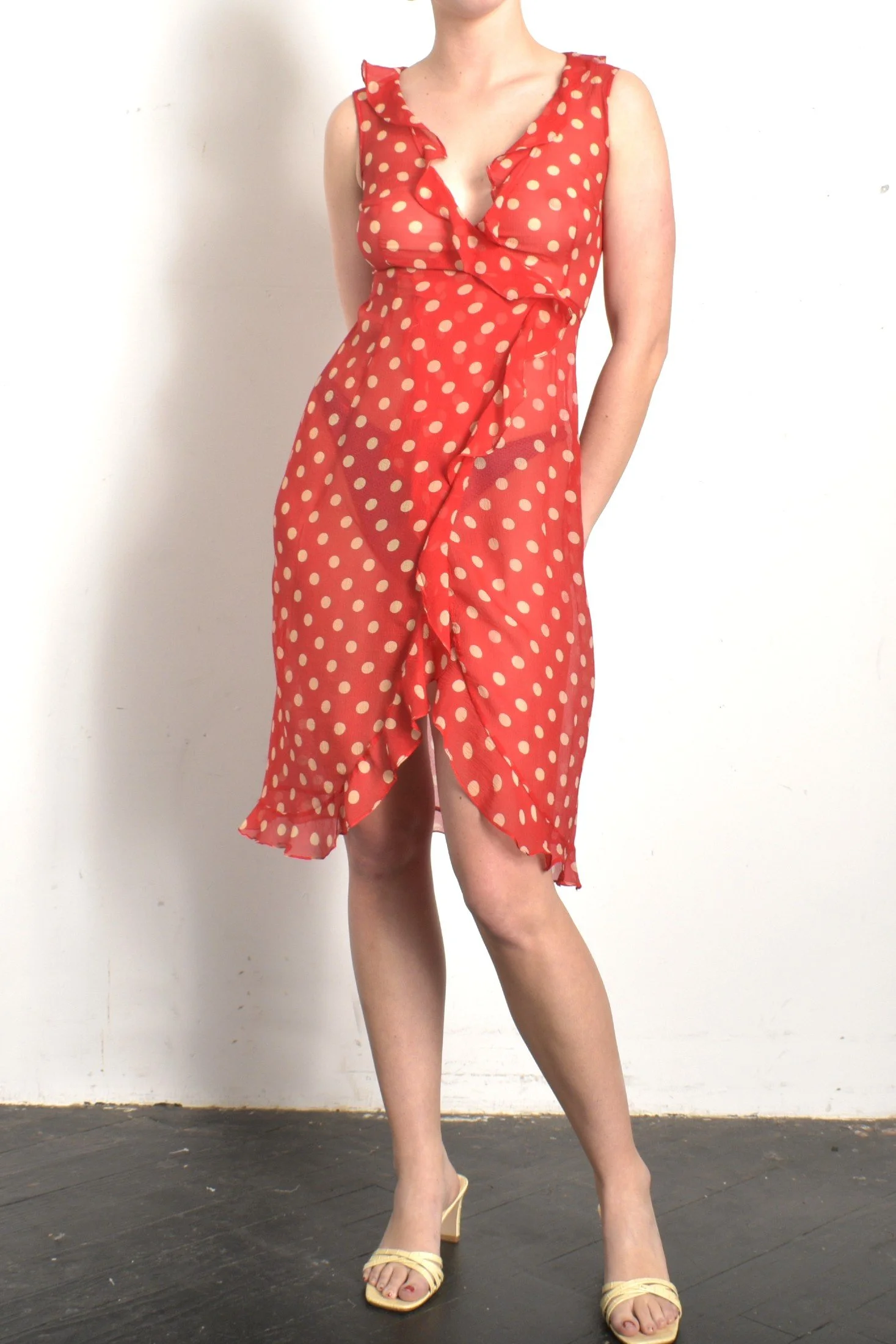 open lace back dress Documented 1983 Valentino Dotted Red Silk Strapless Dress – Shrimpton  Couture main image 1