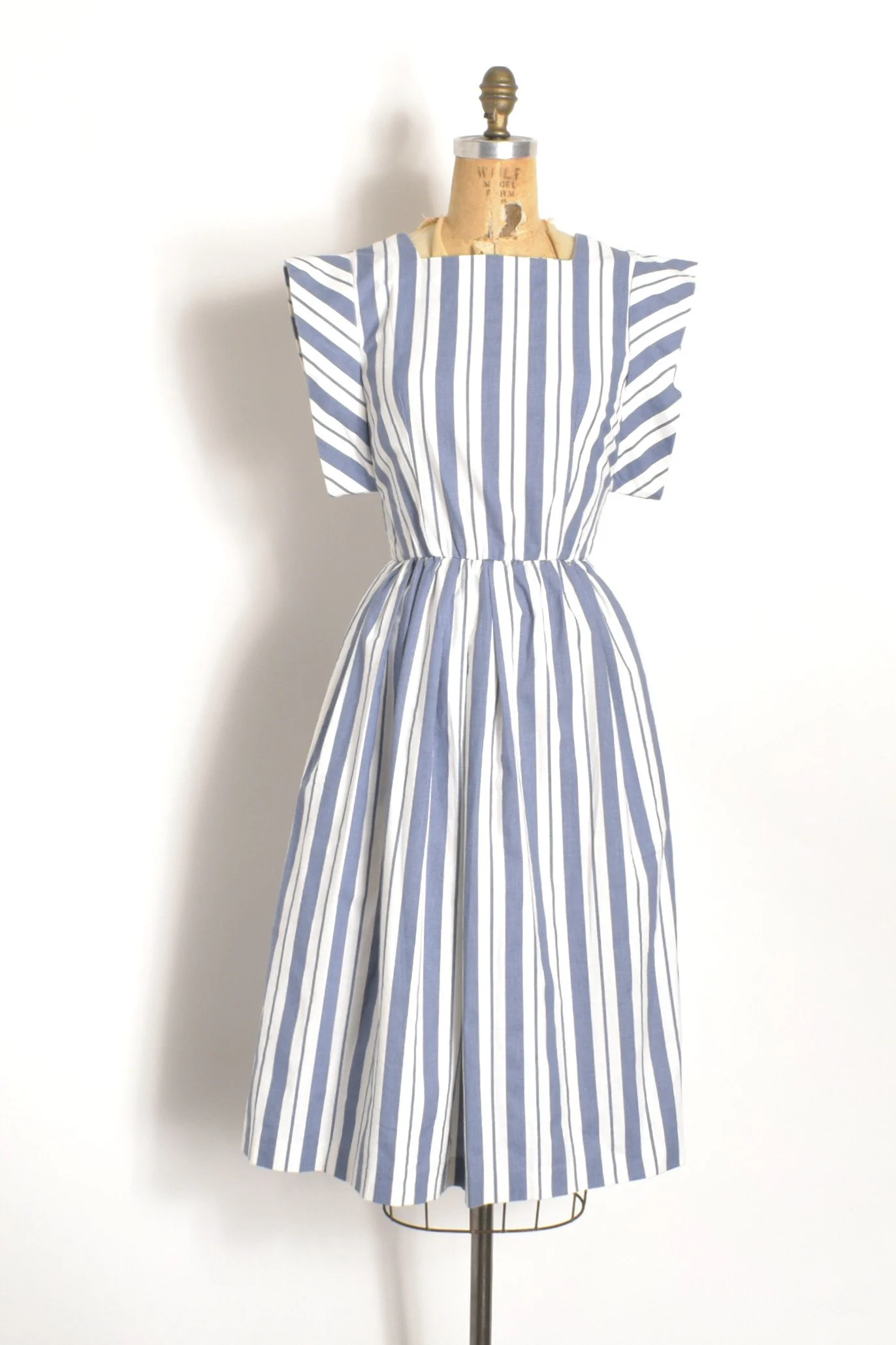 princess polly baby blue dress 1980s Open Back Striped Dress-small — La Poubelle Vintage