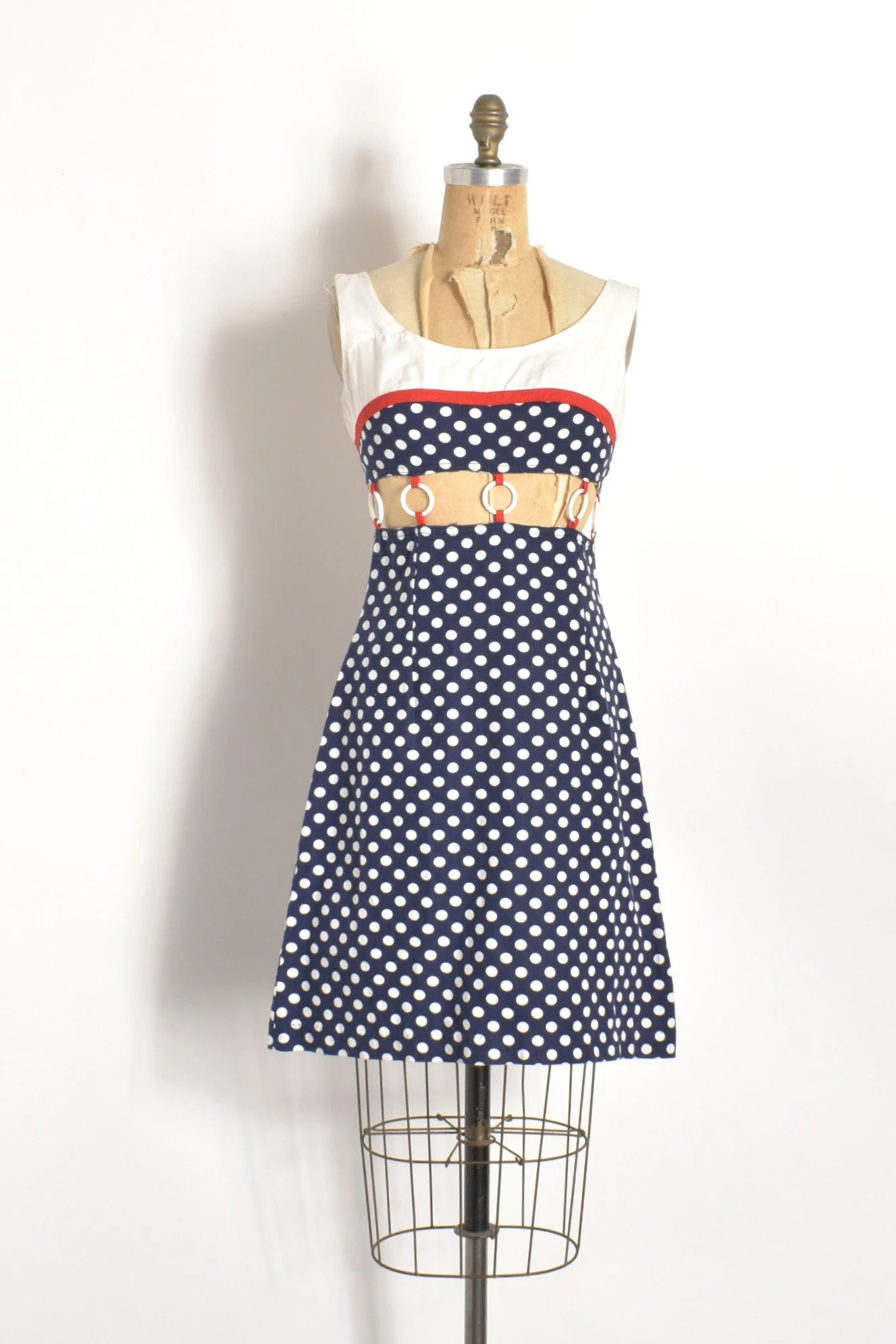 1960s Polka Dot Cutout Dress-XS/S — La Poubelle Vintage