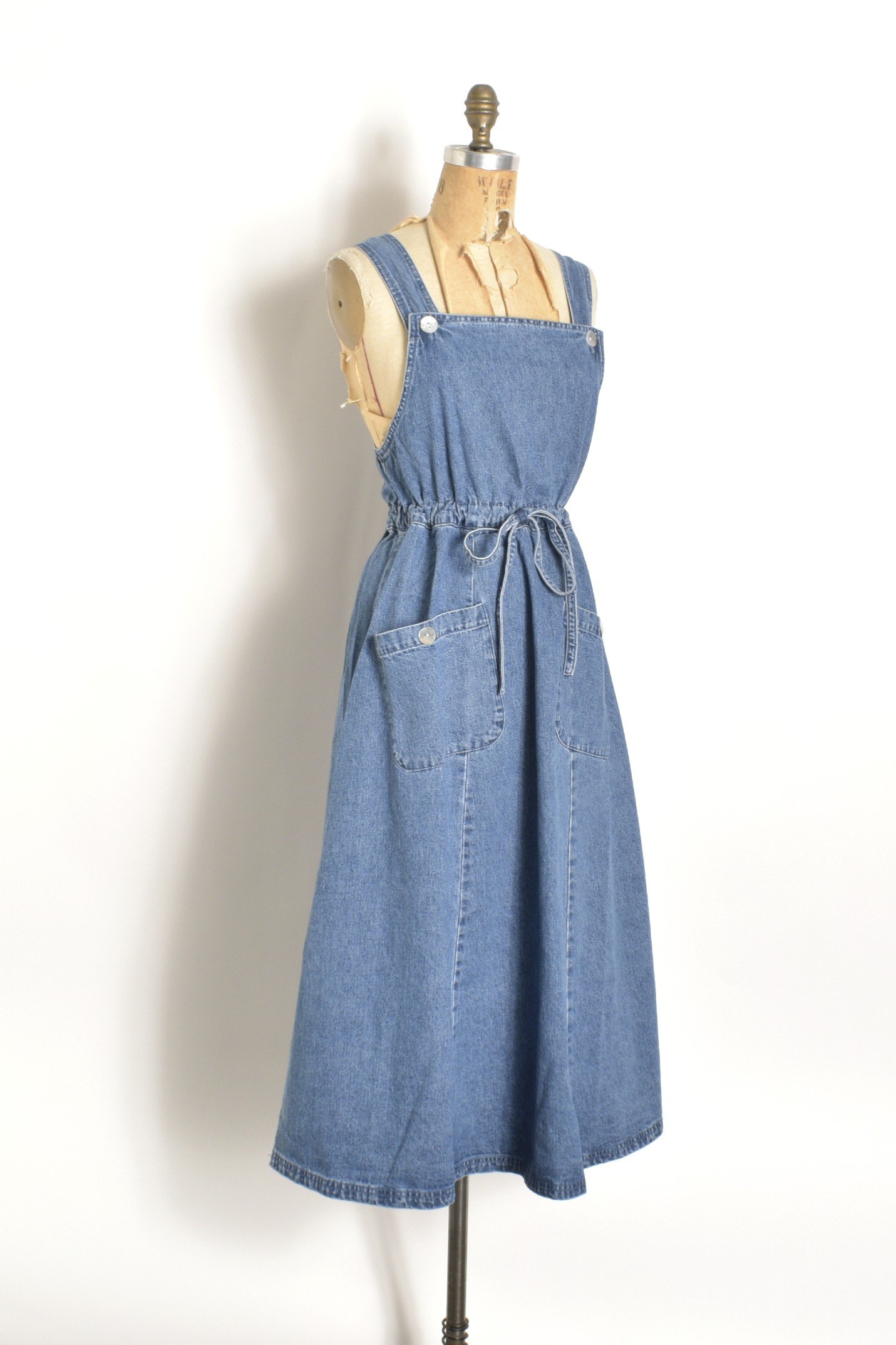 Knee Length Denim Jumper Dress Knee Length Ladies Dress Dangri