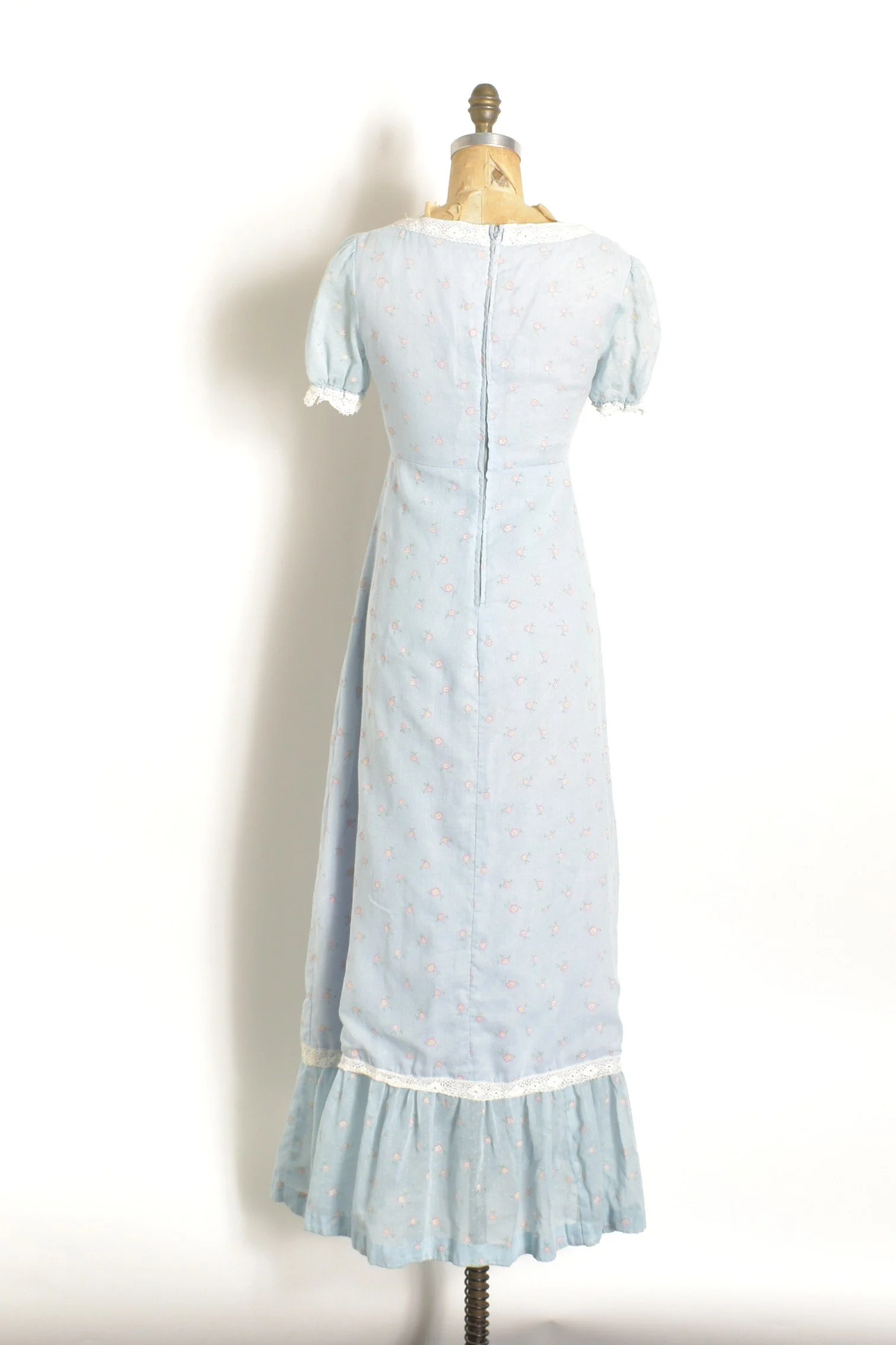 chinese dress ladies Ruffle Lace Ribbon Detail Prairie Dress – Cottagecore Vintage Aesthetic Outfit Light Pink / S