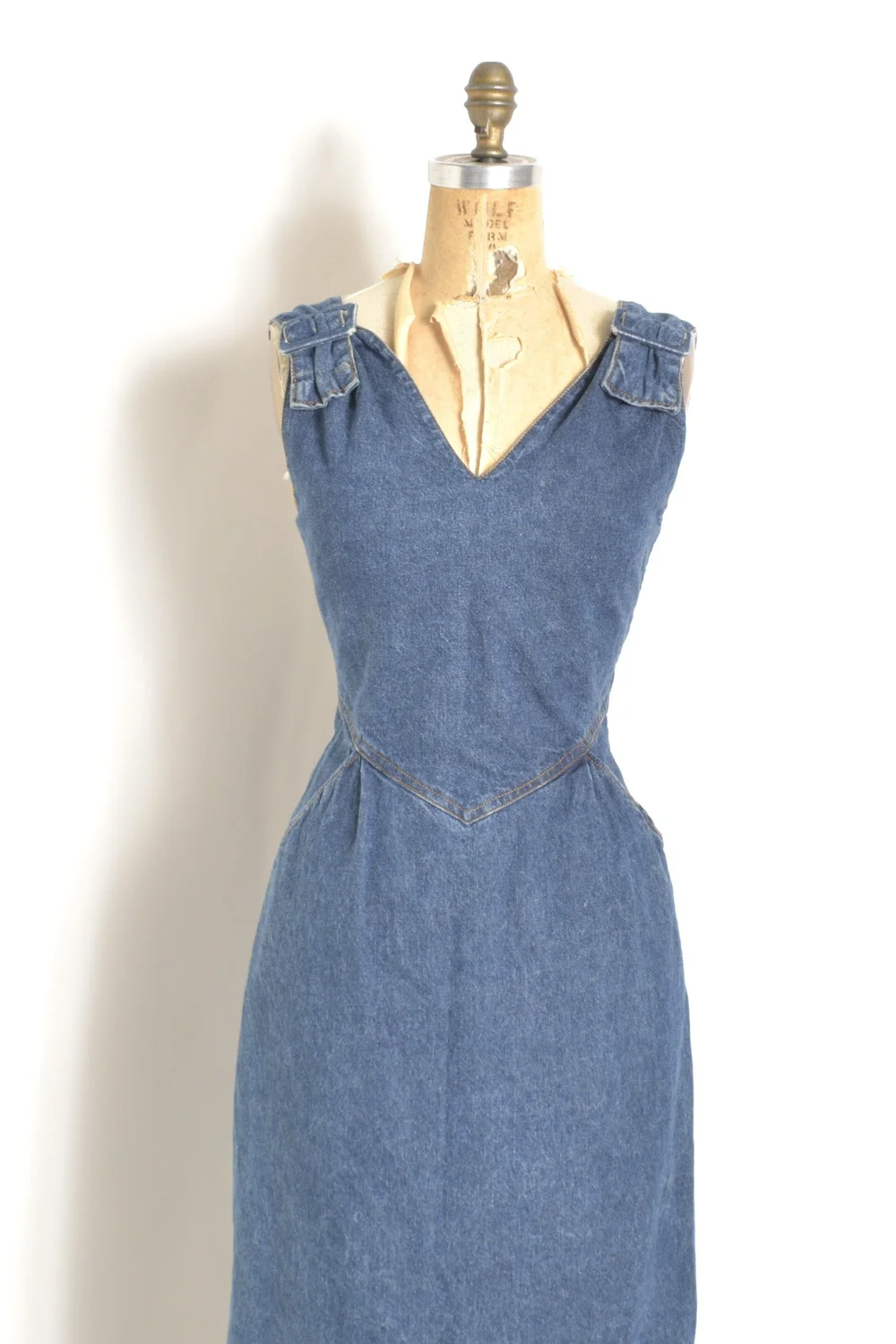 denim jumper dress 90s Vintage Dresses | Vintage 90s Haik's Denim Jean Jumper Dress Tank Sleeveless Slit Large New W Tags | Color: Blue | Size: L
