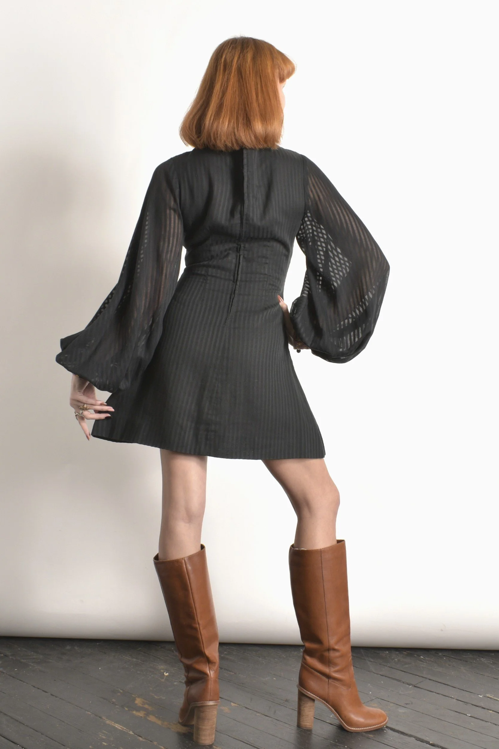 knee length dresses for ladies Vintage 70s Black Slinky Disco Off Shoulder Ruffle Mini Dress S/M –  rollwithitvintage main image 0