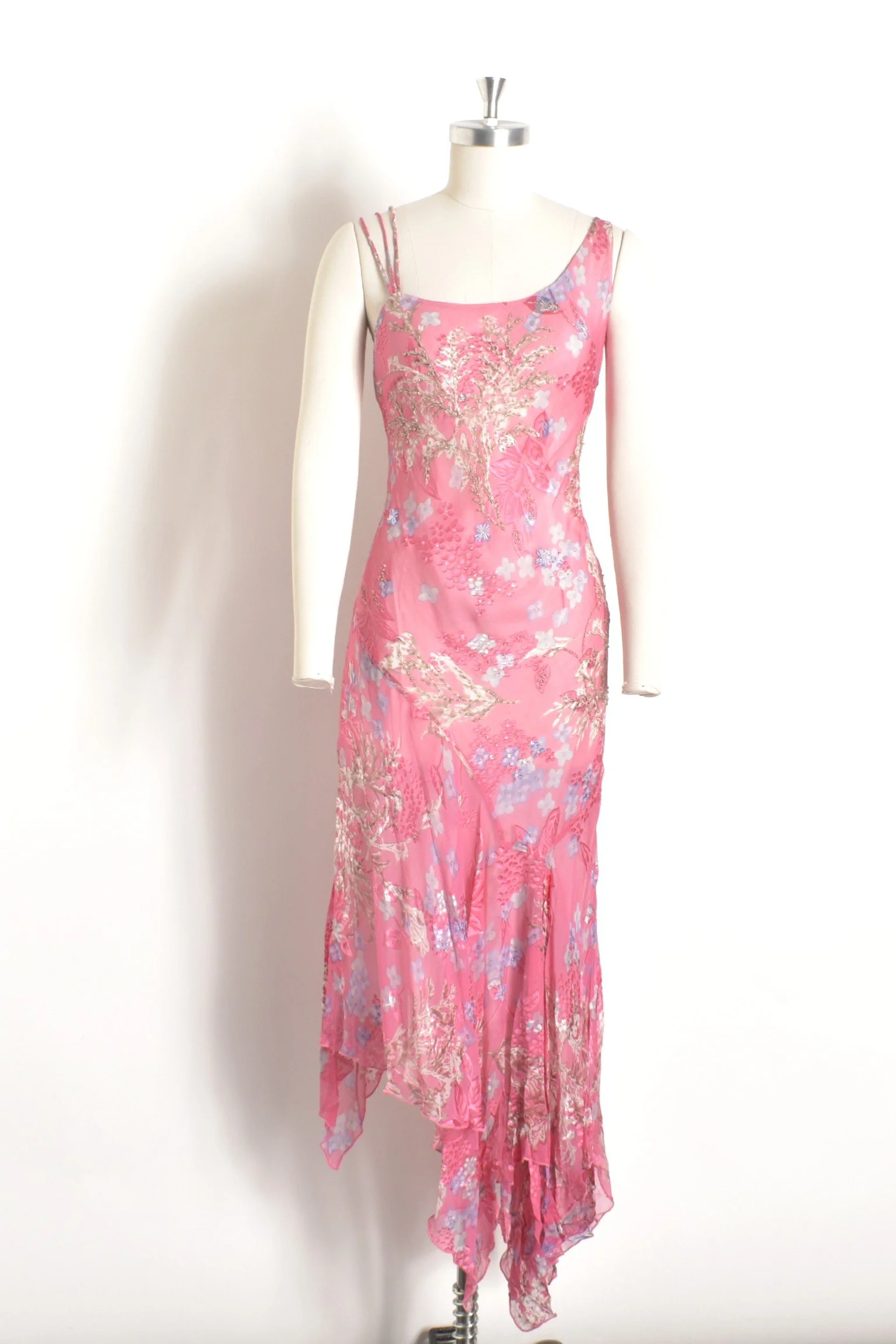 Y2K Diane Freis Pink Asymmetrical Silk Dress-M/L  La Poubelle Vintage