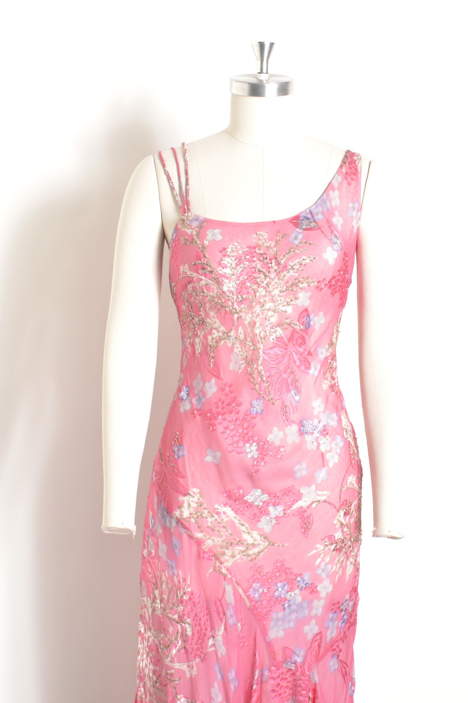 Y2K Diane Freis Pink Asymmetrical Silk Dress-M/L — La Poubelle Vintage