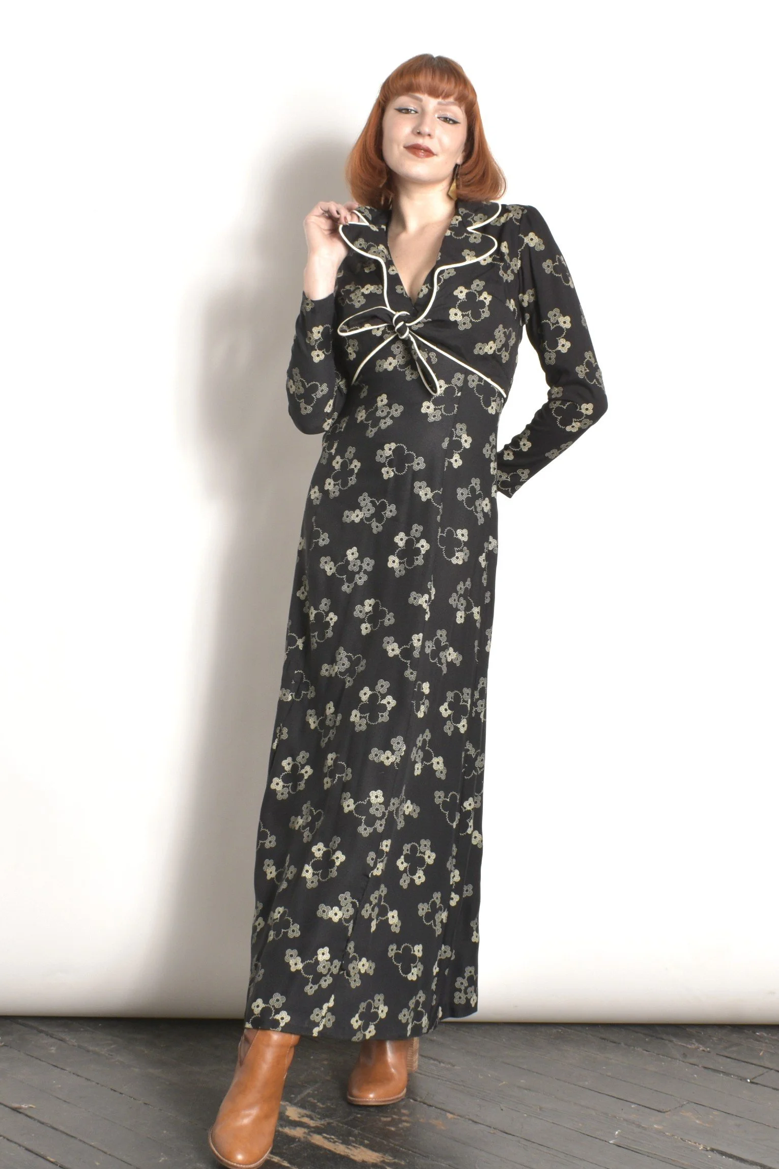1970s Floral Halter Dress & Jacket Set-small  La Poubelle Vintage