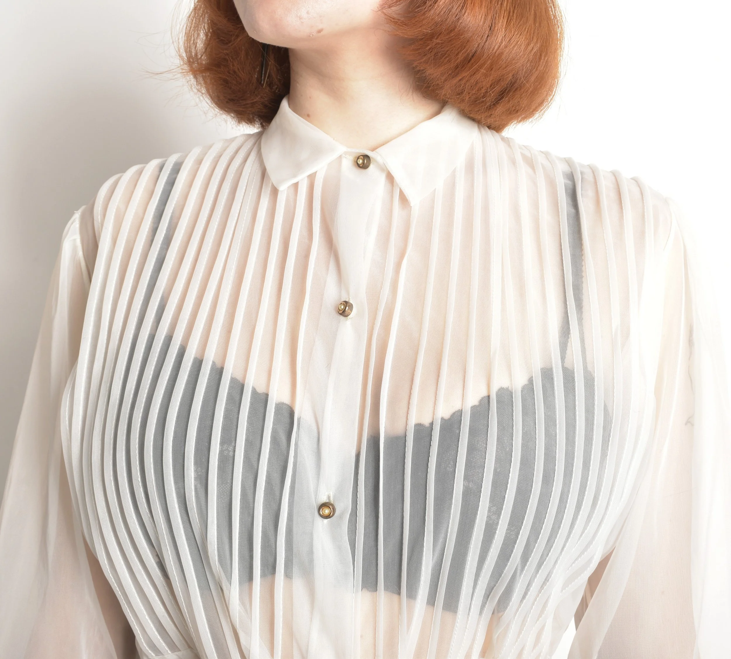 1950s Sheer Button Up Blouse-medium — La Poubelle Vintage