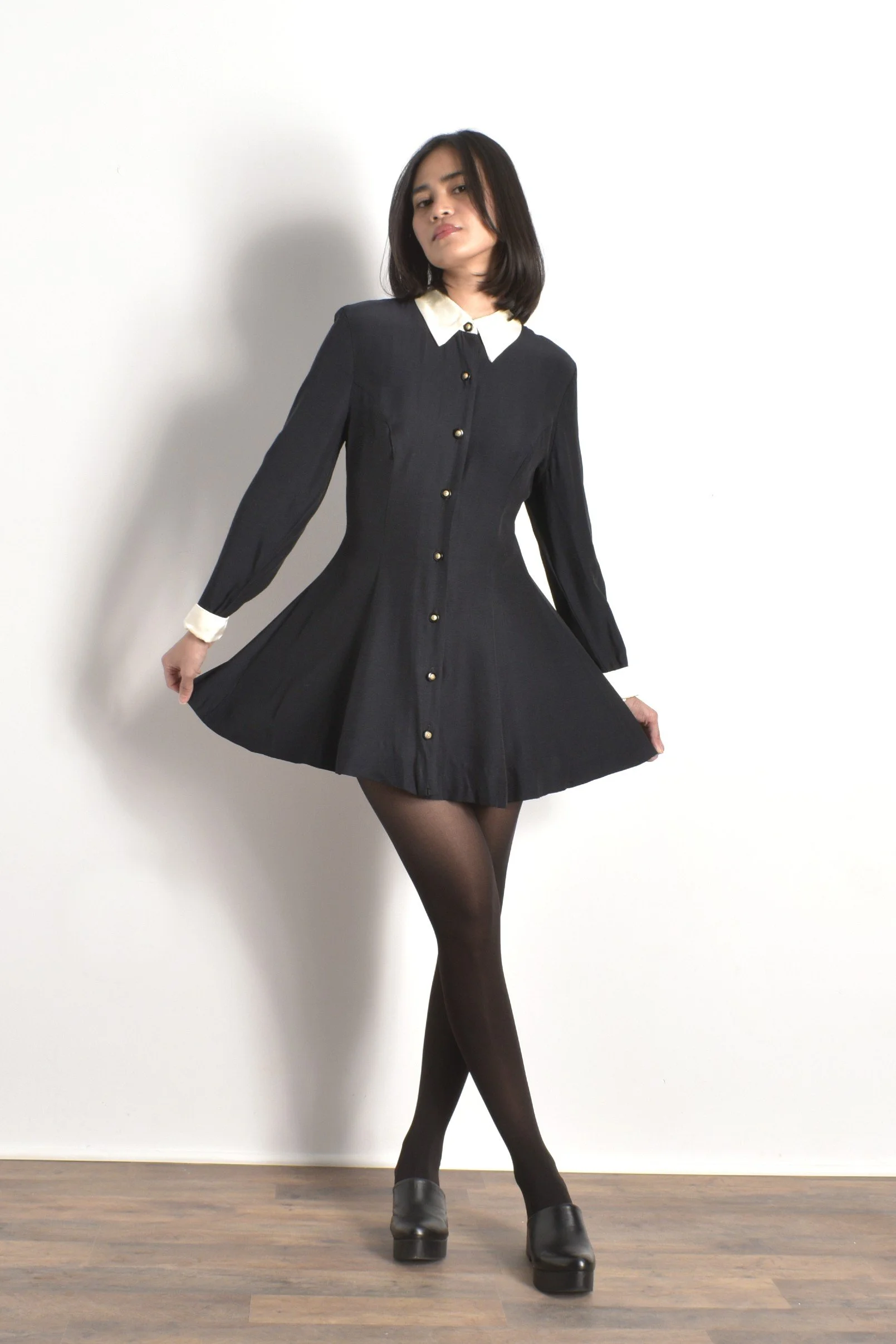 80s Wednesday Addams Dress-S/M La Poubelle Vintage 80s Wednesday Addams Dress-S/M La Poubelle Vintage
