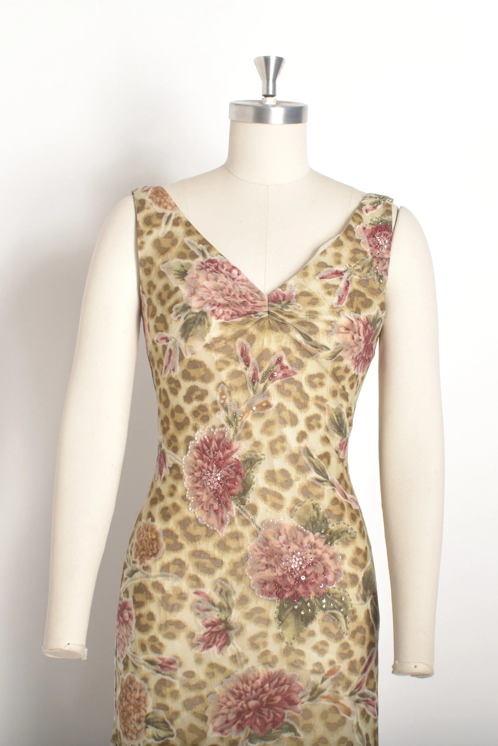90s Diane Freis Floral Cheetah Dress-XS/S — La Poubelle Vintage