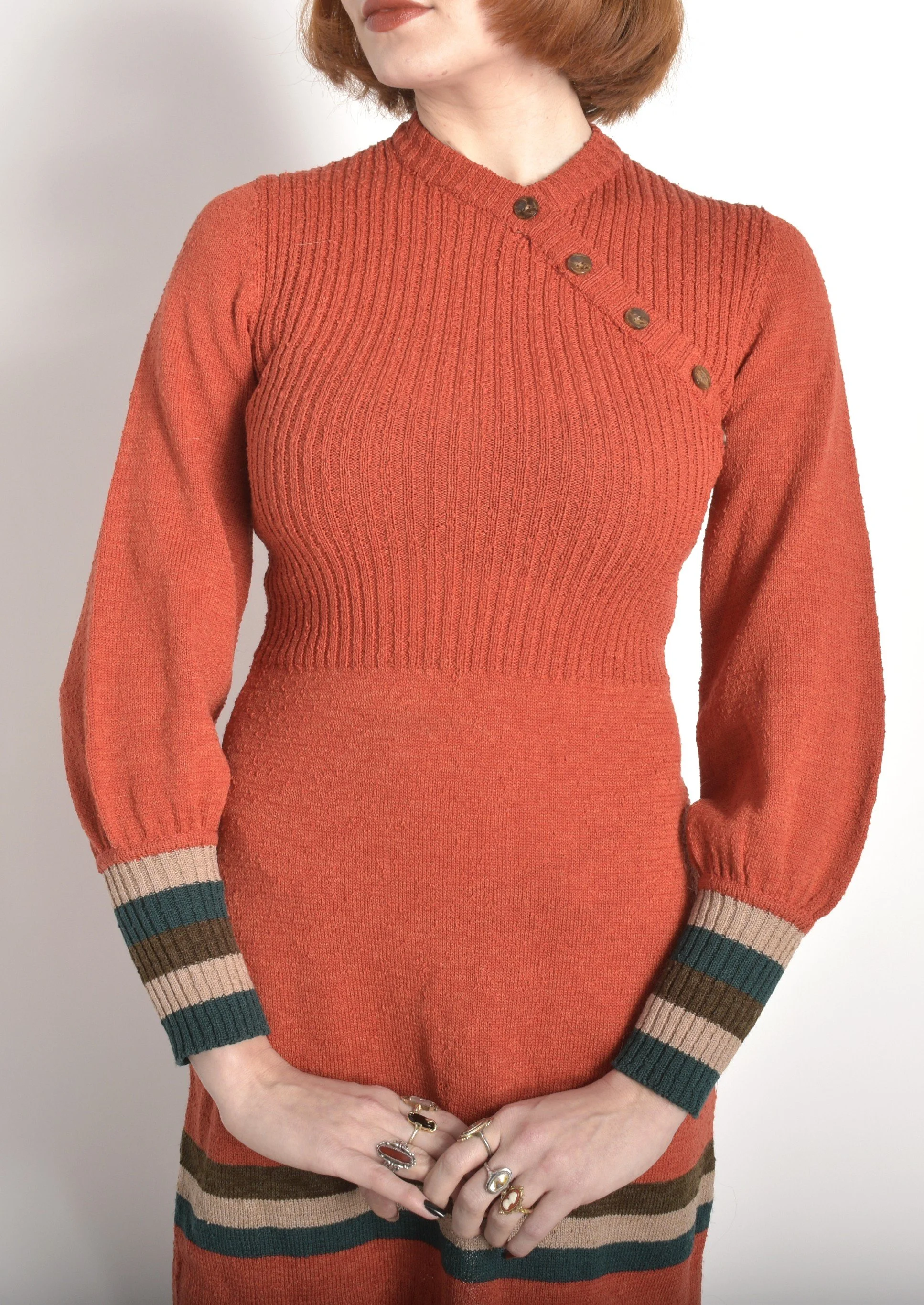 1970s Orange Knit Mini Dress-XS/S  La Poubelle Vintage