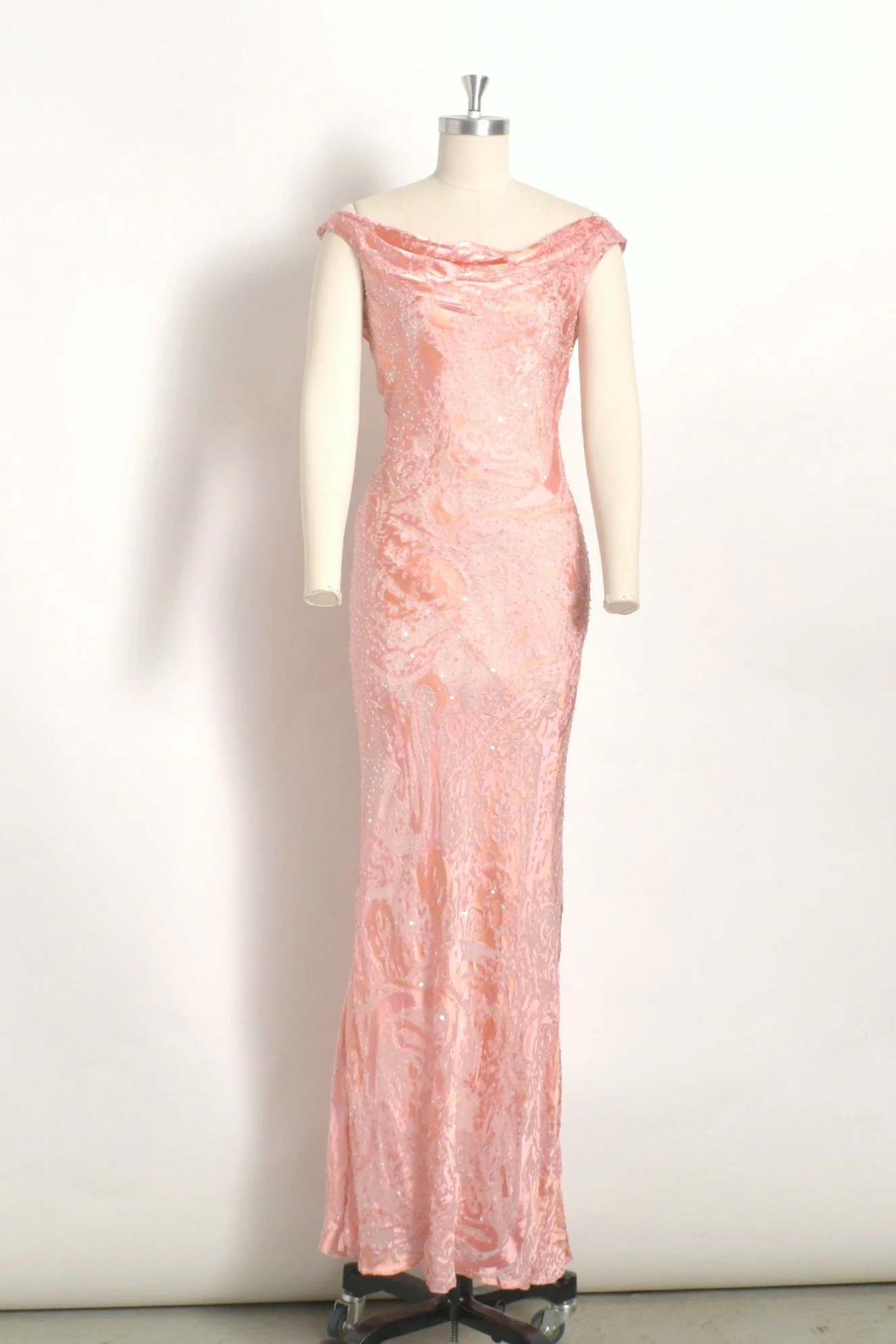 Y2K Diane Freis Pink Floral Beaded Gown-XS/S  La Poubelle Vintage