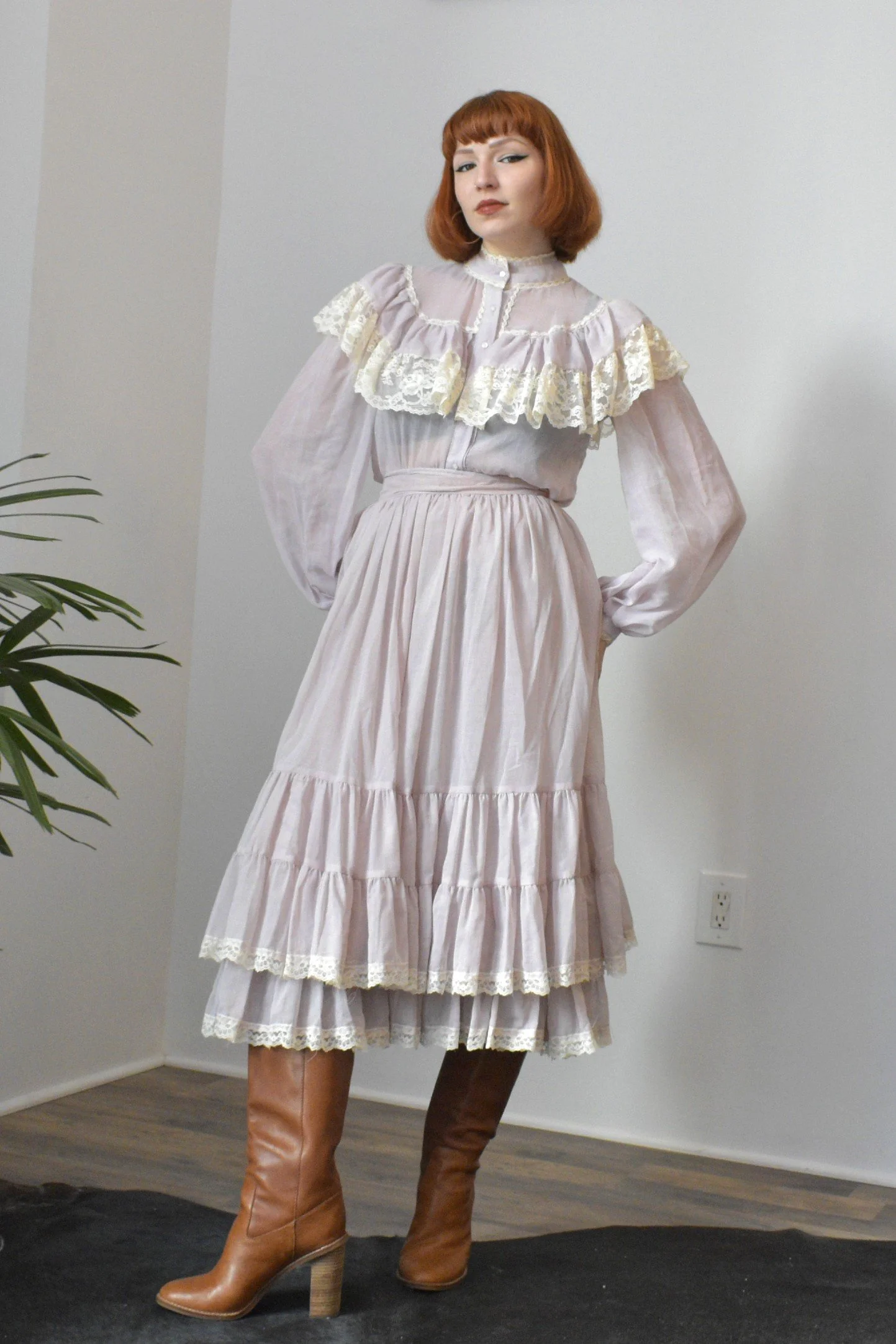 1970s Gunne Sax Lilac Two Piece Set-XS/S — La Poubelle Vintage