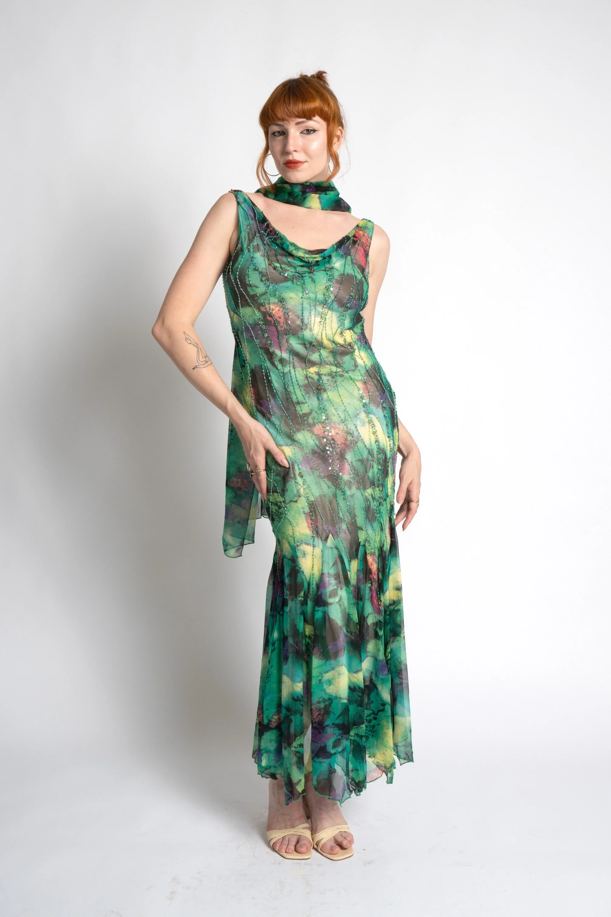 slim fit dress slacks 1930's Orange and Green Floral Print Cotton Voile Dress – Eveliina Vintage