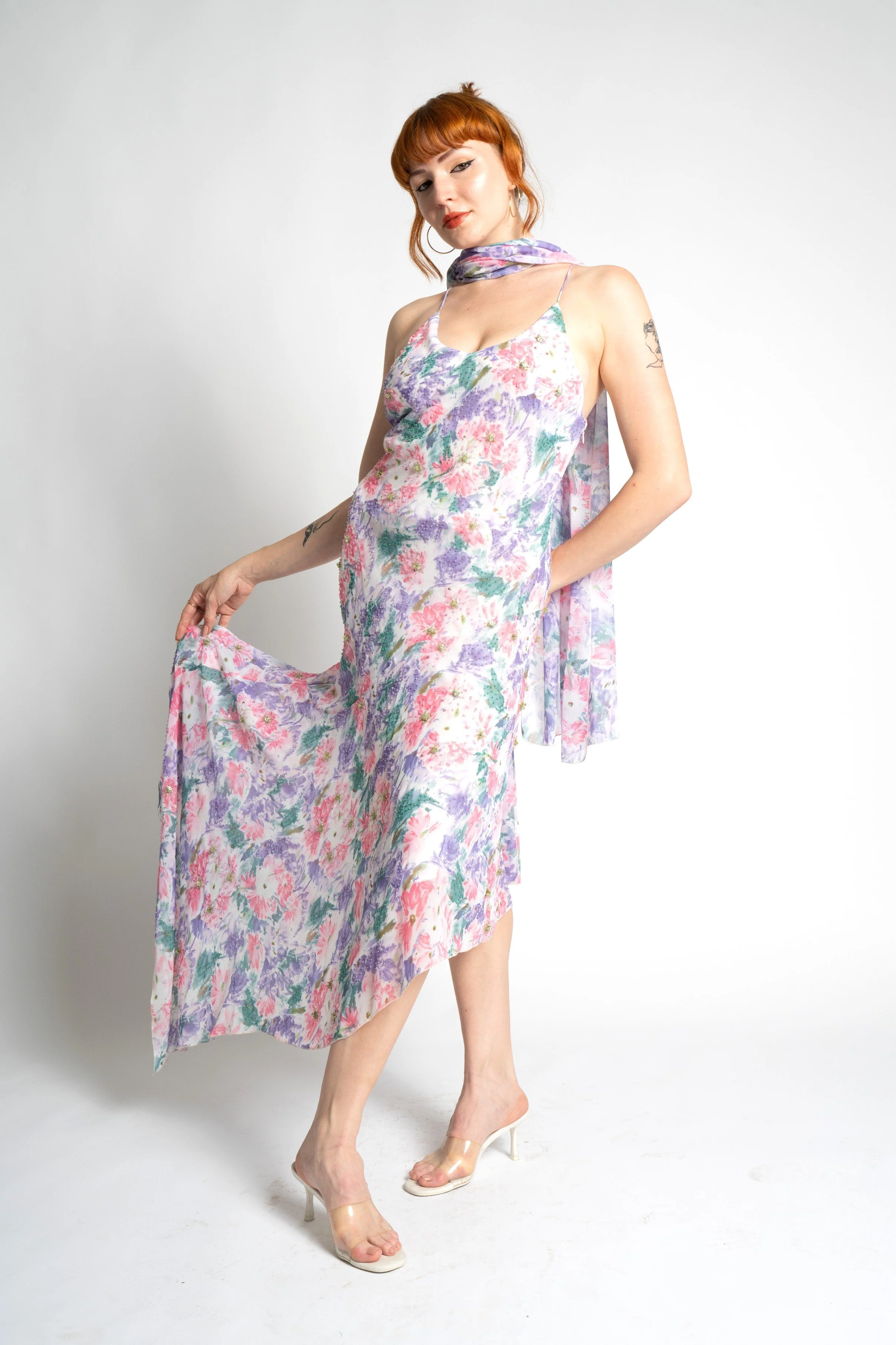 strapless open back dress Lulus Pink Short Sleeve Swiss Dot Ruffle Tiered Faux Wrap A Line Midi – Brie main image 0