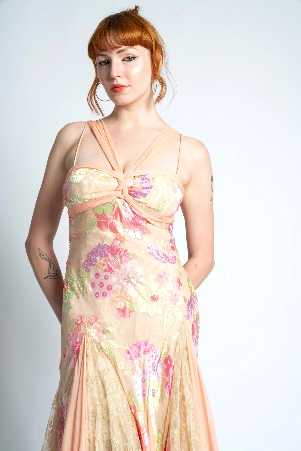 woman within formal evening dresses 90s Printed Fairy Hem Midi Dress – Calico