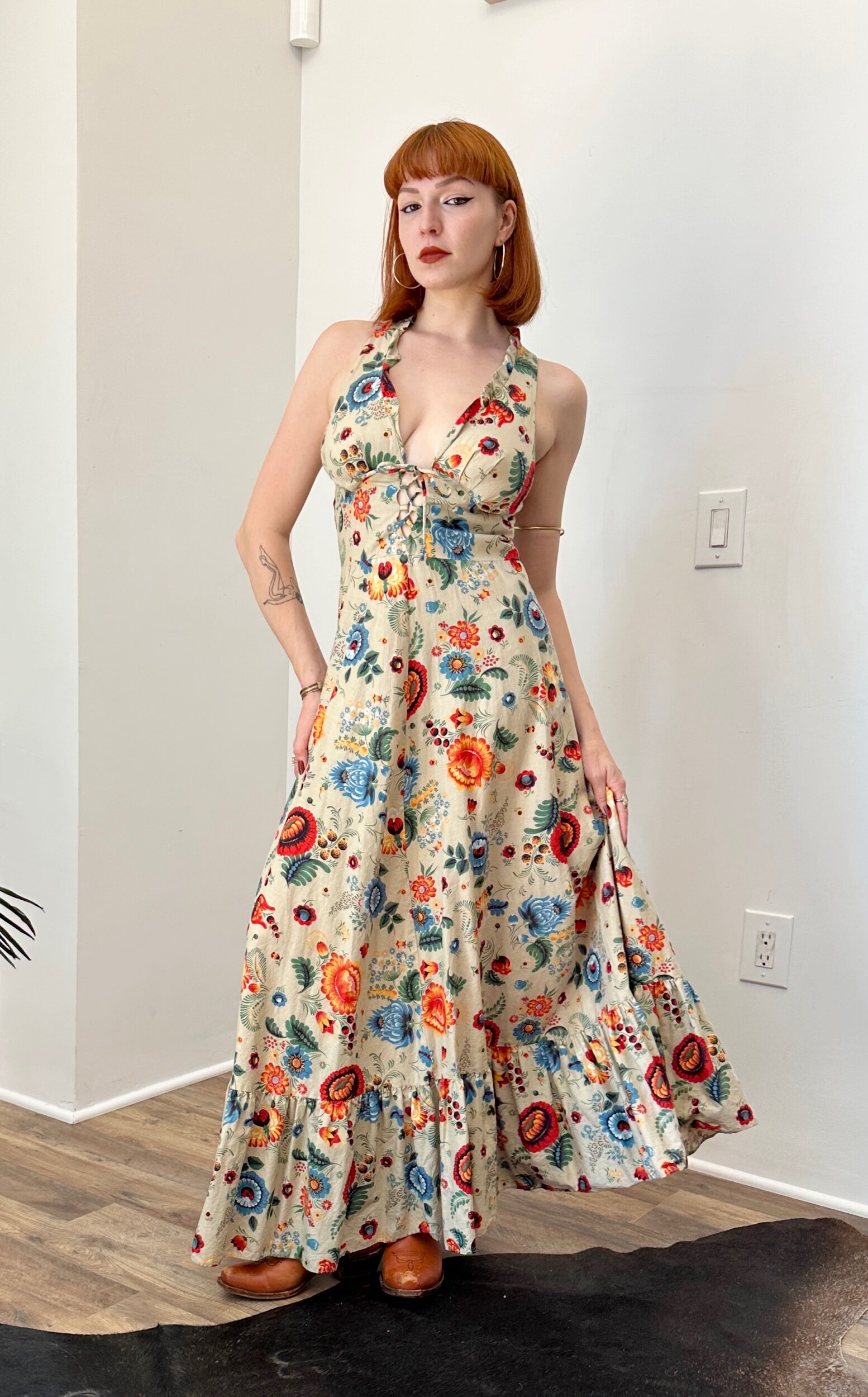 crochet floral midi dress Samantha With Flowers / Ivory | MESHKI Lace Splicing Cotton Sweatshirt Maxi Dress Product Details 100% cotton Color:BLUE TOUCAN