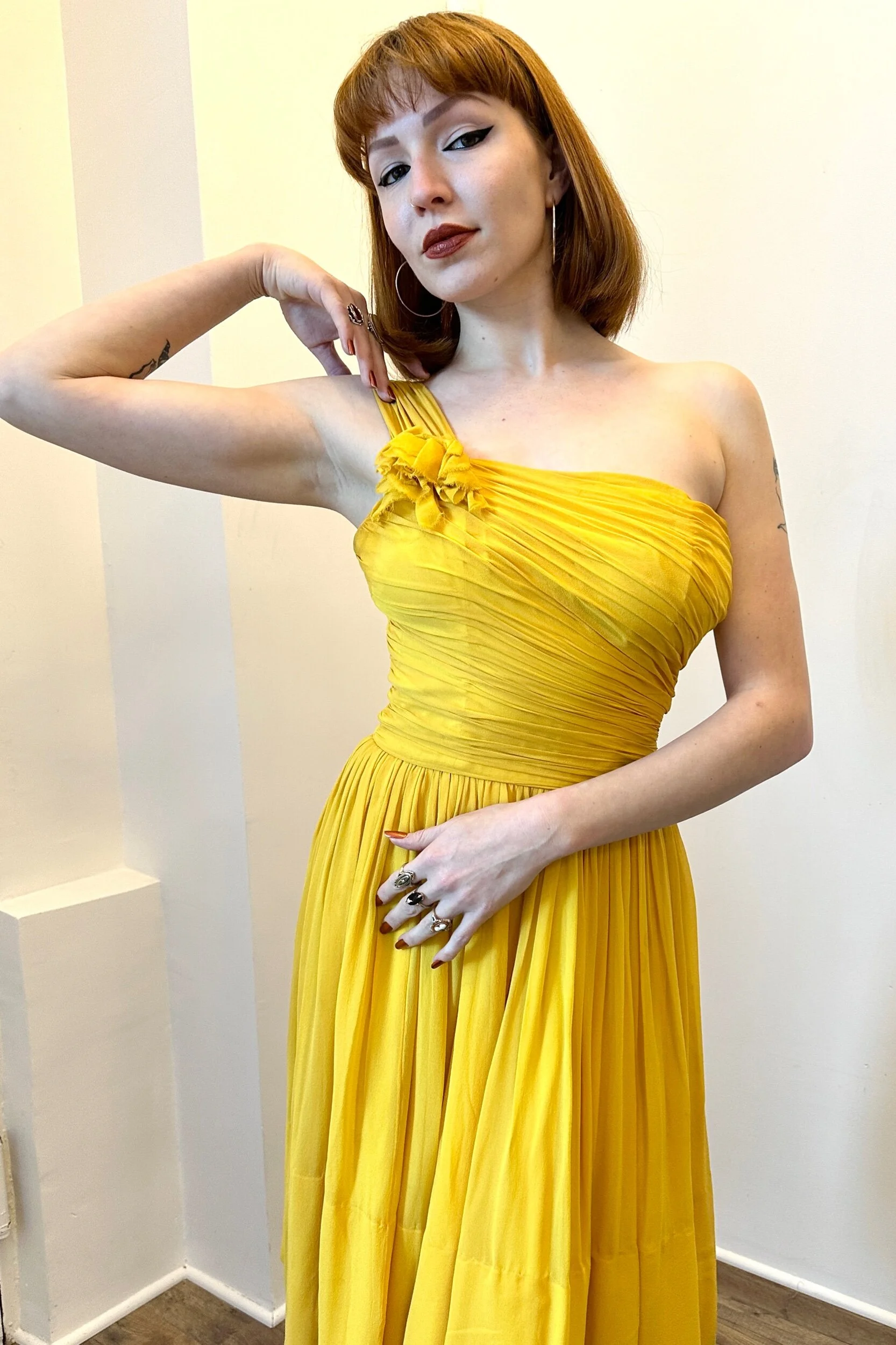 open lace back dress Mustard Color Islamic Party Wear Kaftan Dress – RobeDesert main image 0