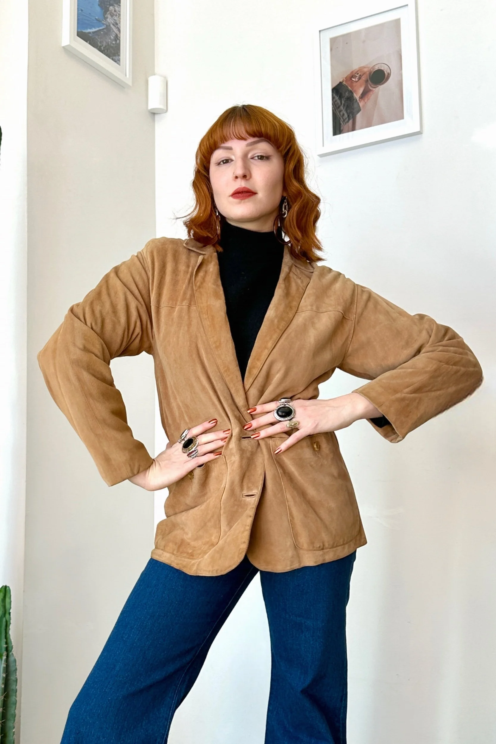 70s Gianni Versace Slouchy Suede Blazer-S/M/L — La Poubelle Vintage
