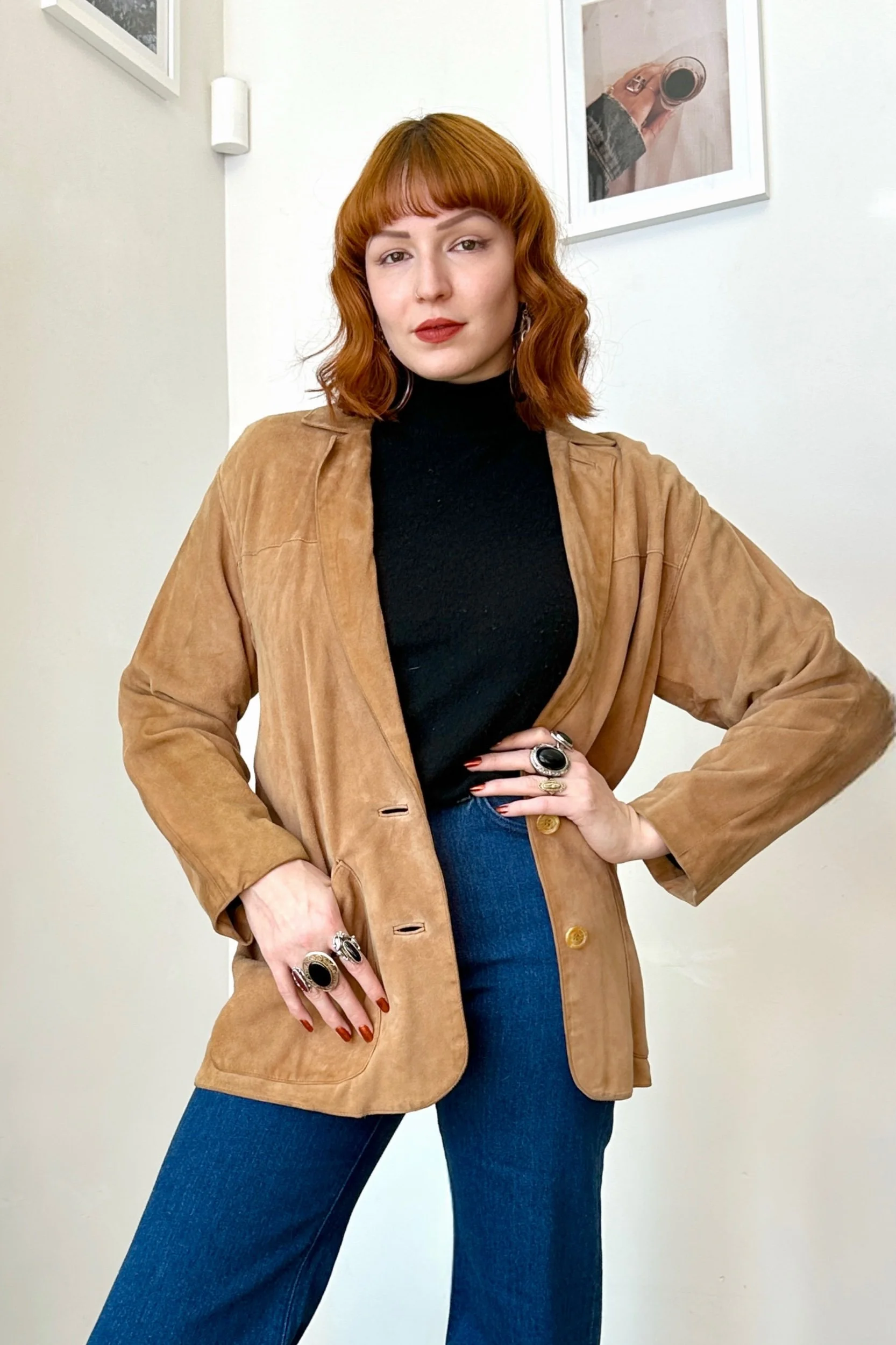 70s Gianni Versace Slouchy Suede Blazer-S/M/L — La Poubelle Vintage
